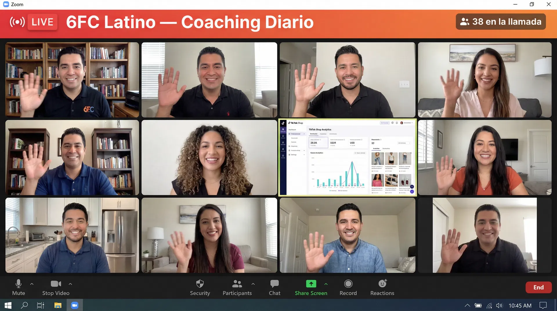 6FC Latino Coaching Diario — sesión de Zoom en vivo con coaches y miembros