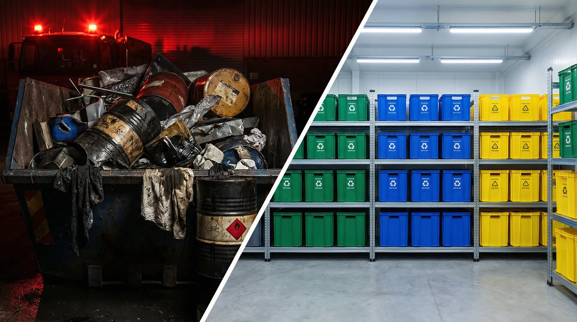 Antes e depois da segregação de resíduos