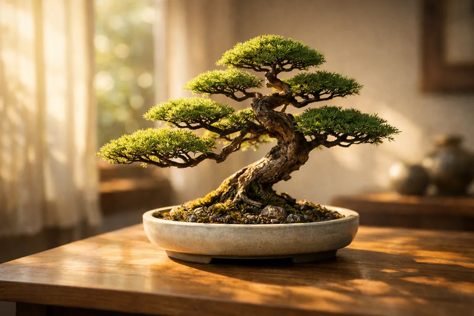 Hermoso bonsái con luz natural
