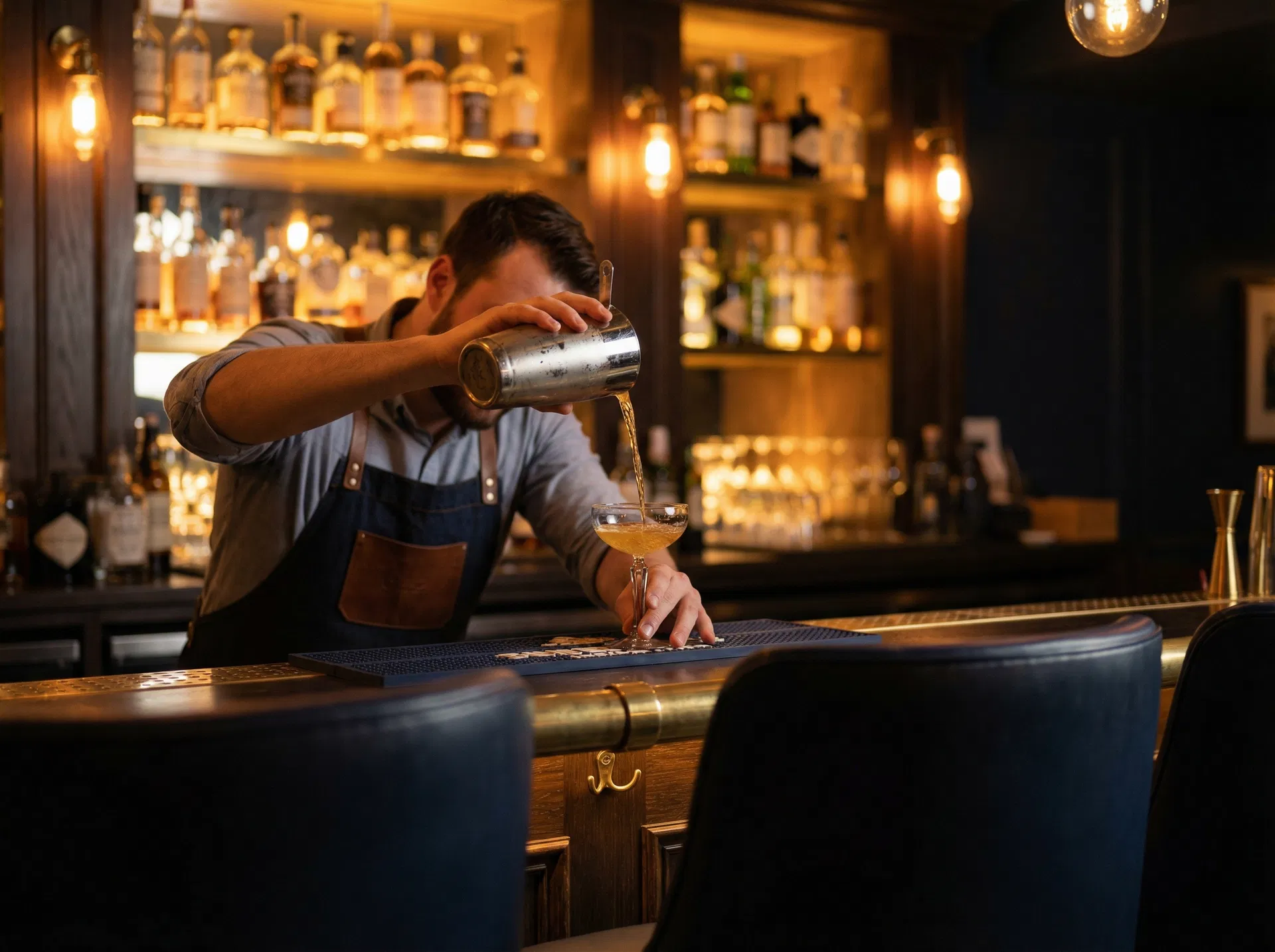 Bartender crafting cocktails