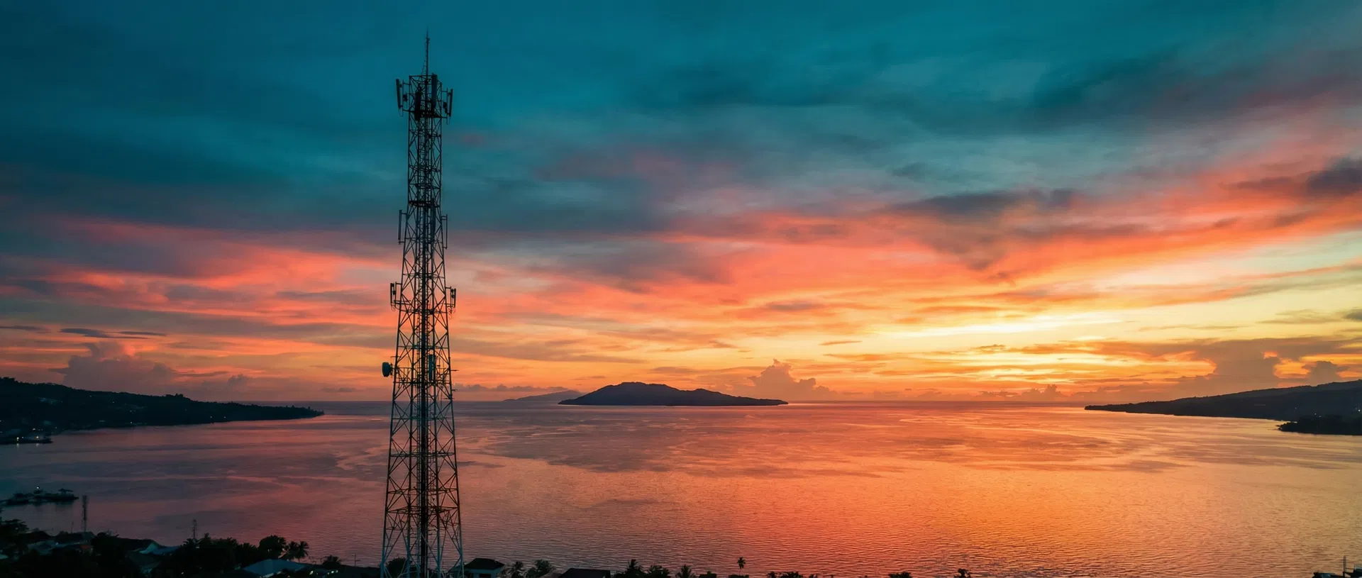 Manado Bay sunset with radio tower
