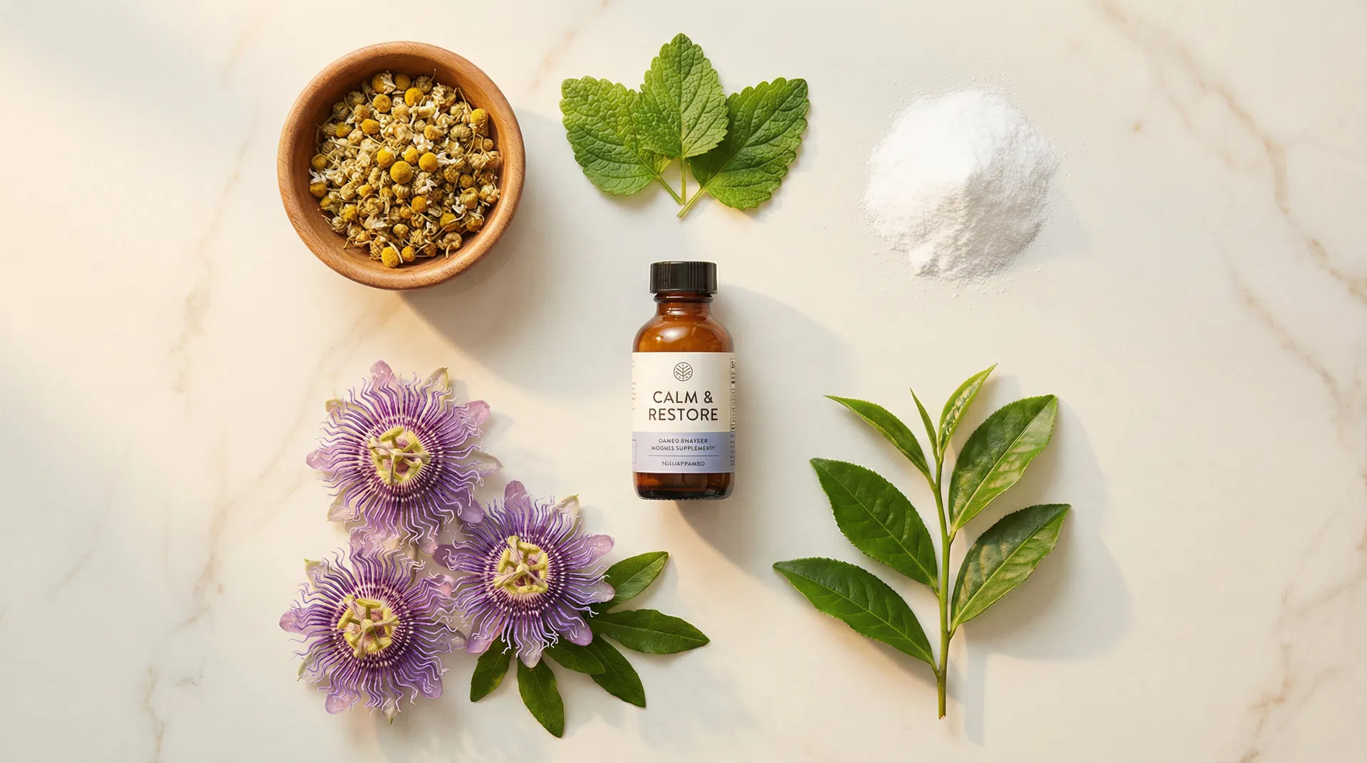 Natural ingredients flat lay