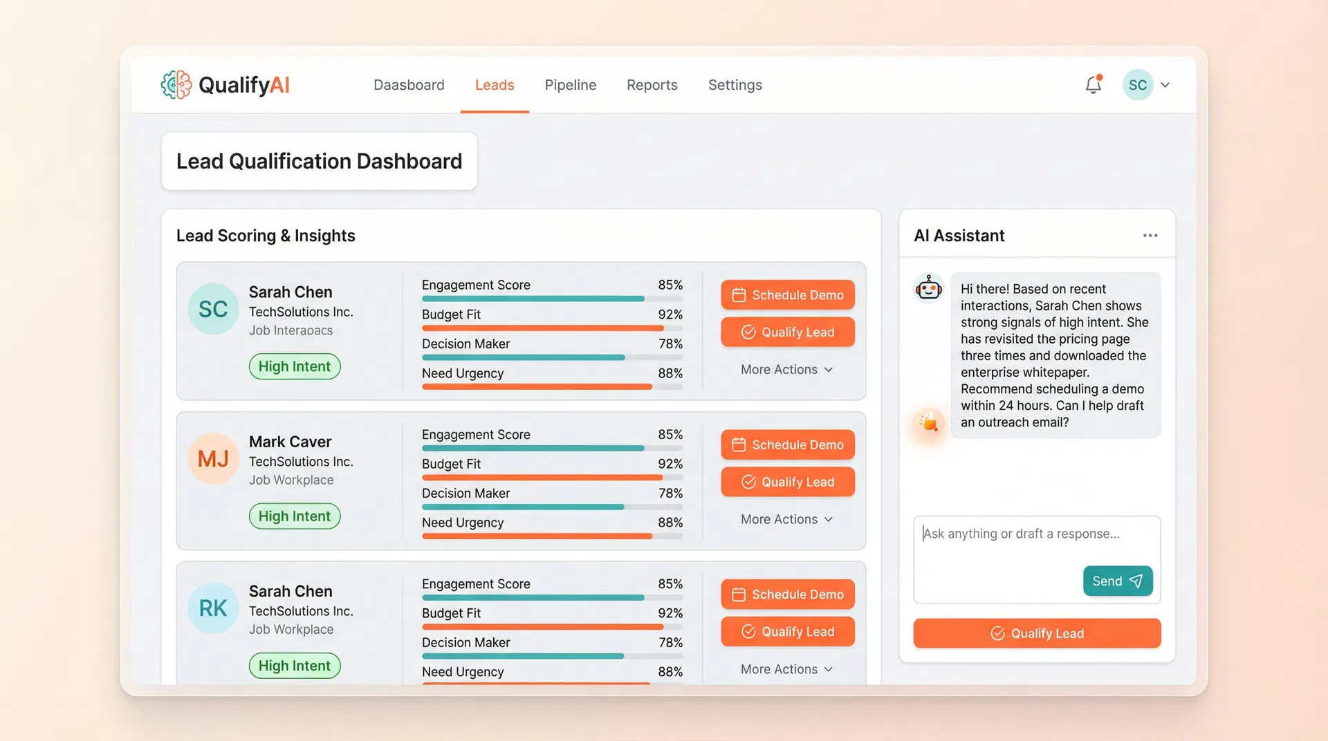 Qualify leads before they slip away