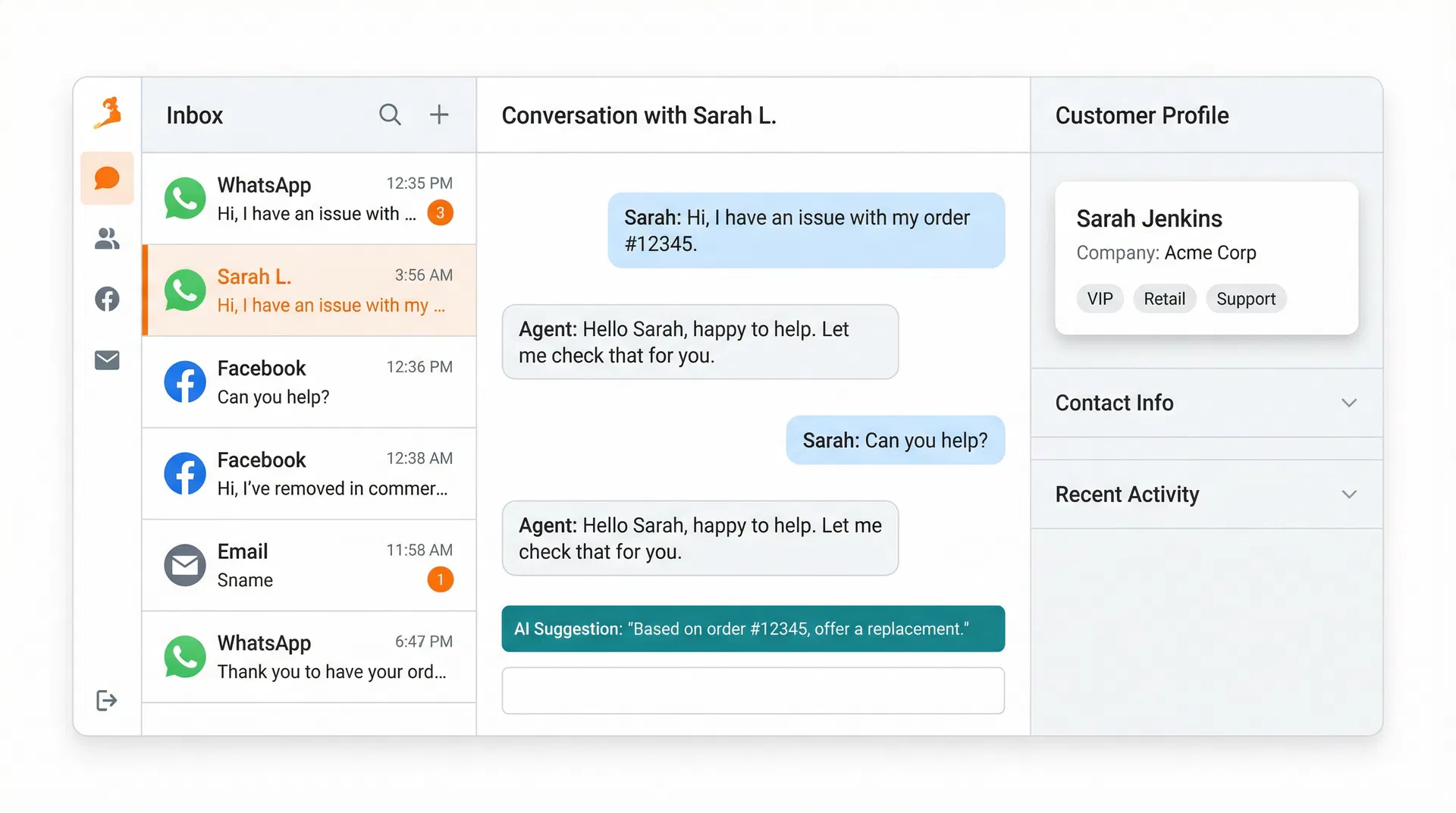 LinkDesk Unified Inbox Dashboard