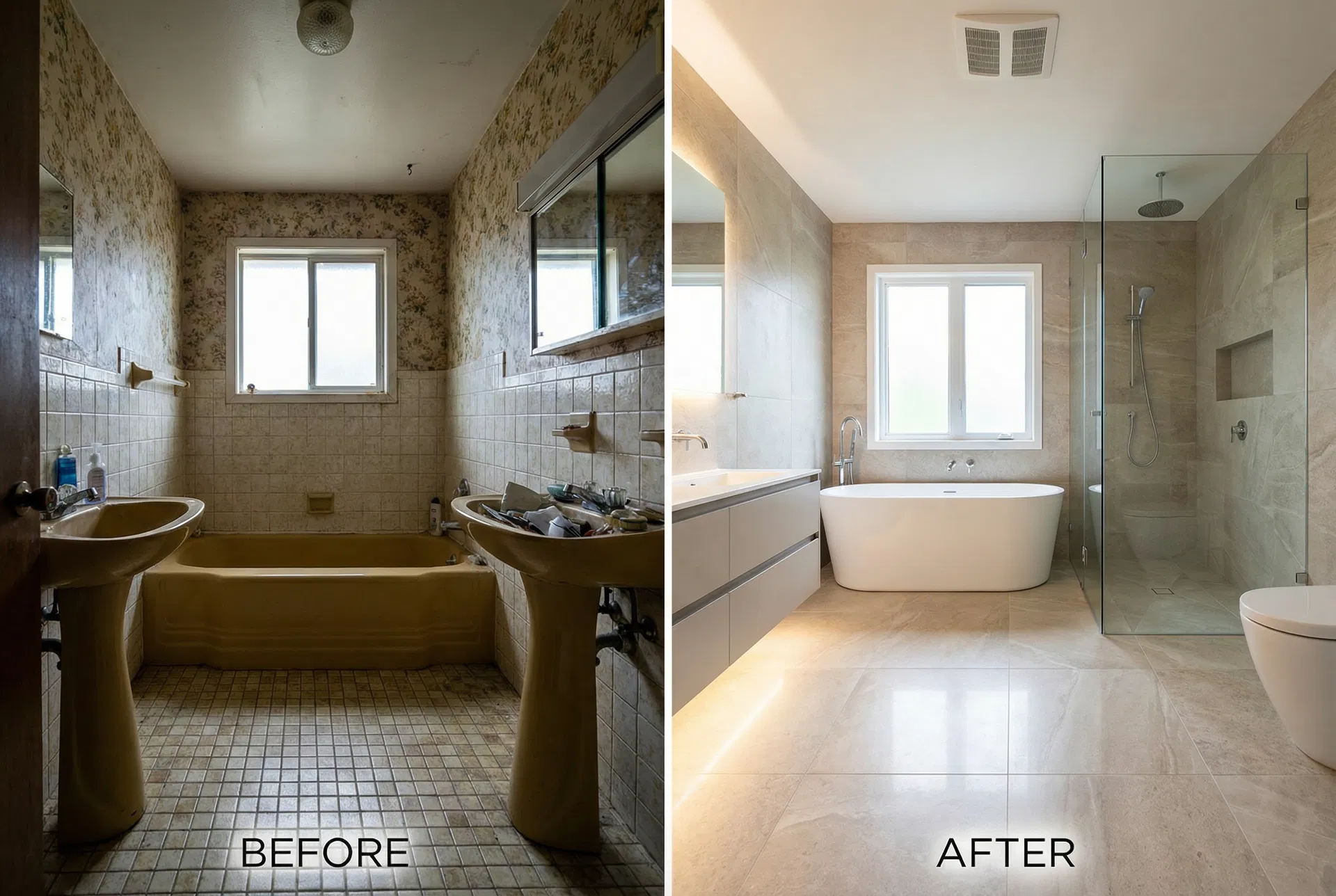 Before and after bathroom renovation