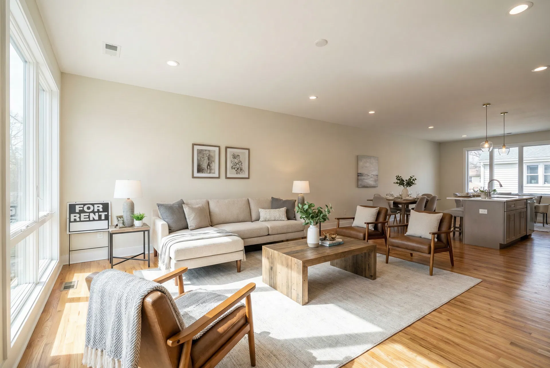 Beautifully staged rental property interior