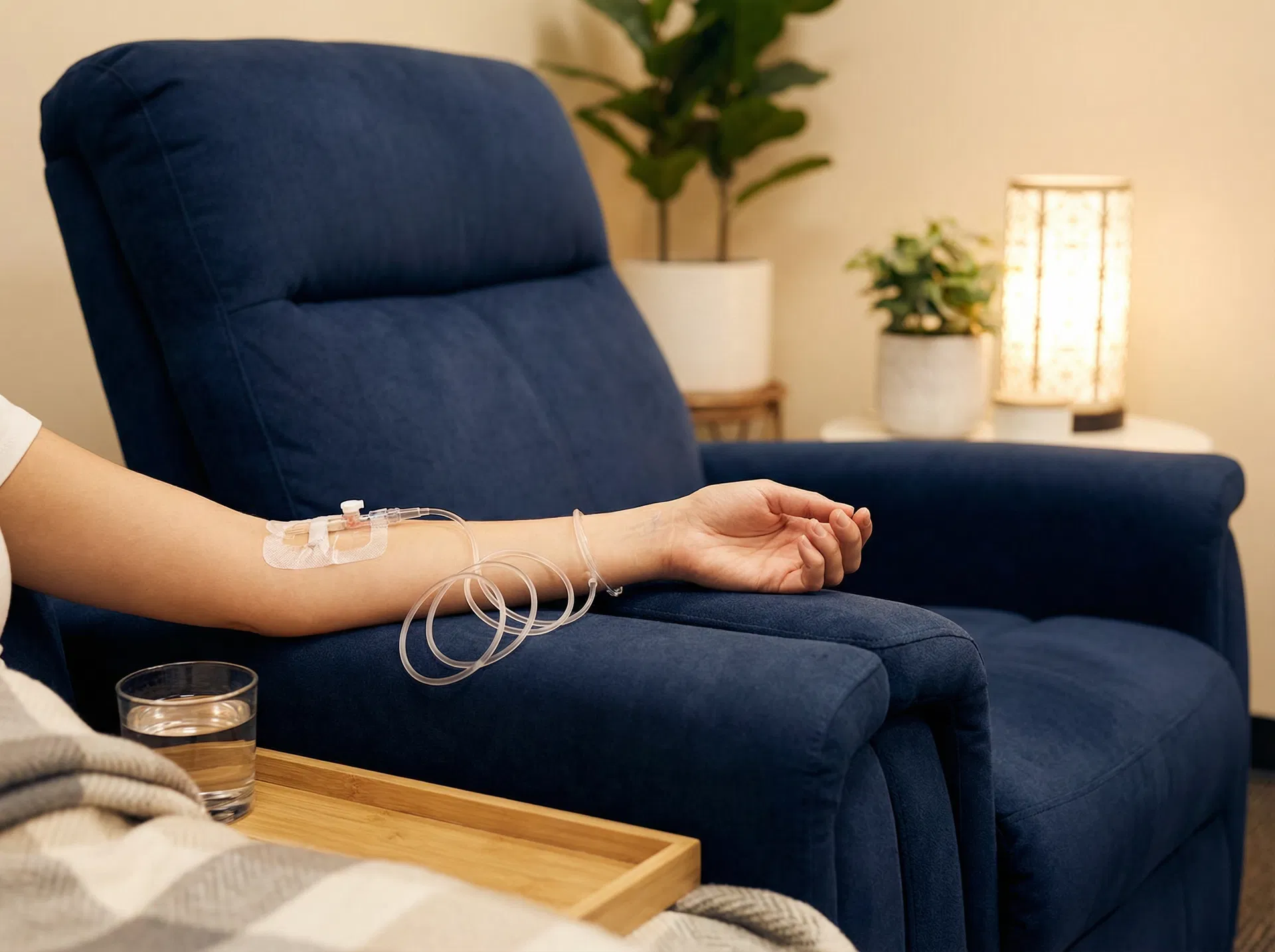 Patient receiving IV infusion therapy