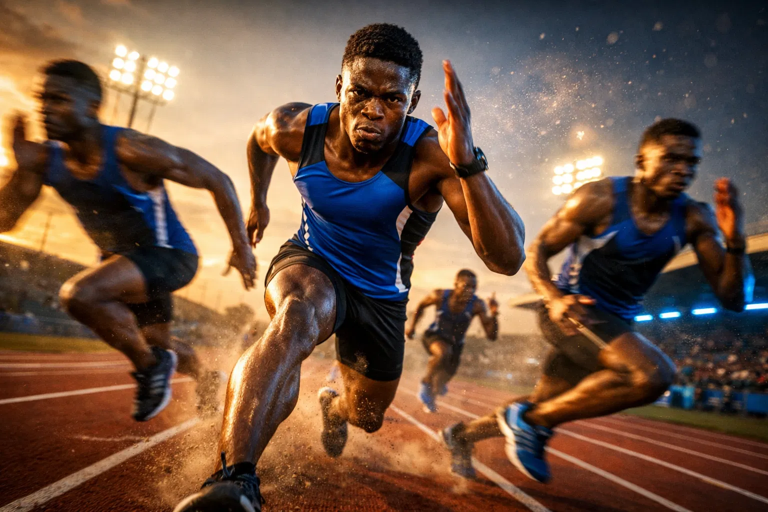 Young athletes running on track