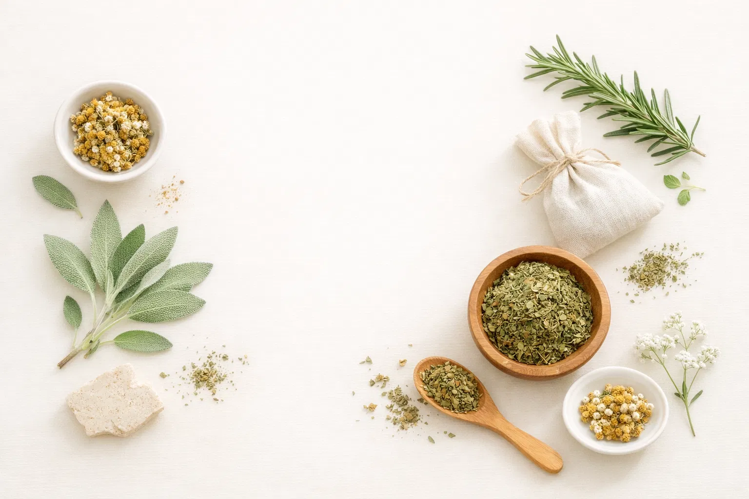 Fresh herbs and wellness ingredients