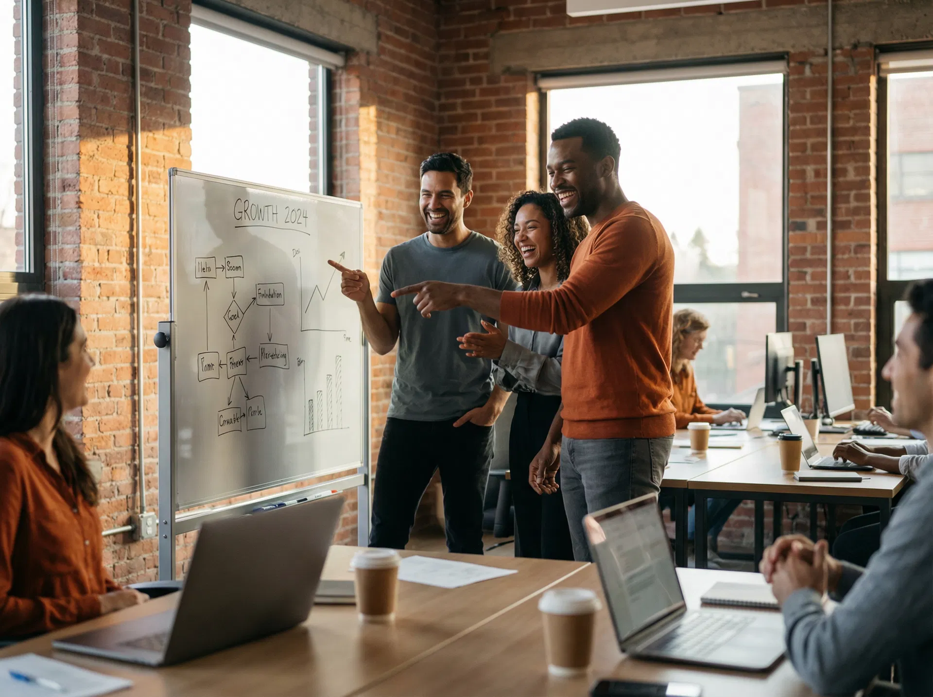 Entrepreneurs collaborating in modern office