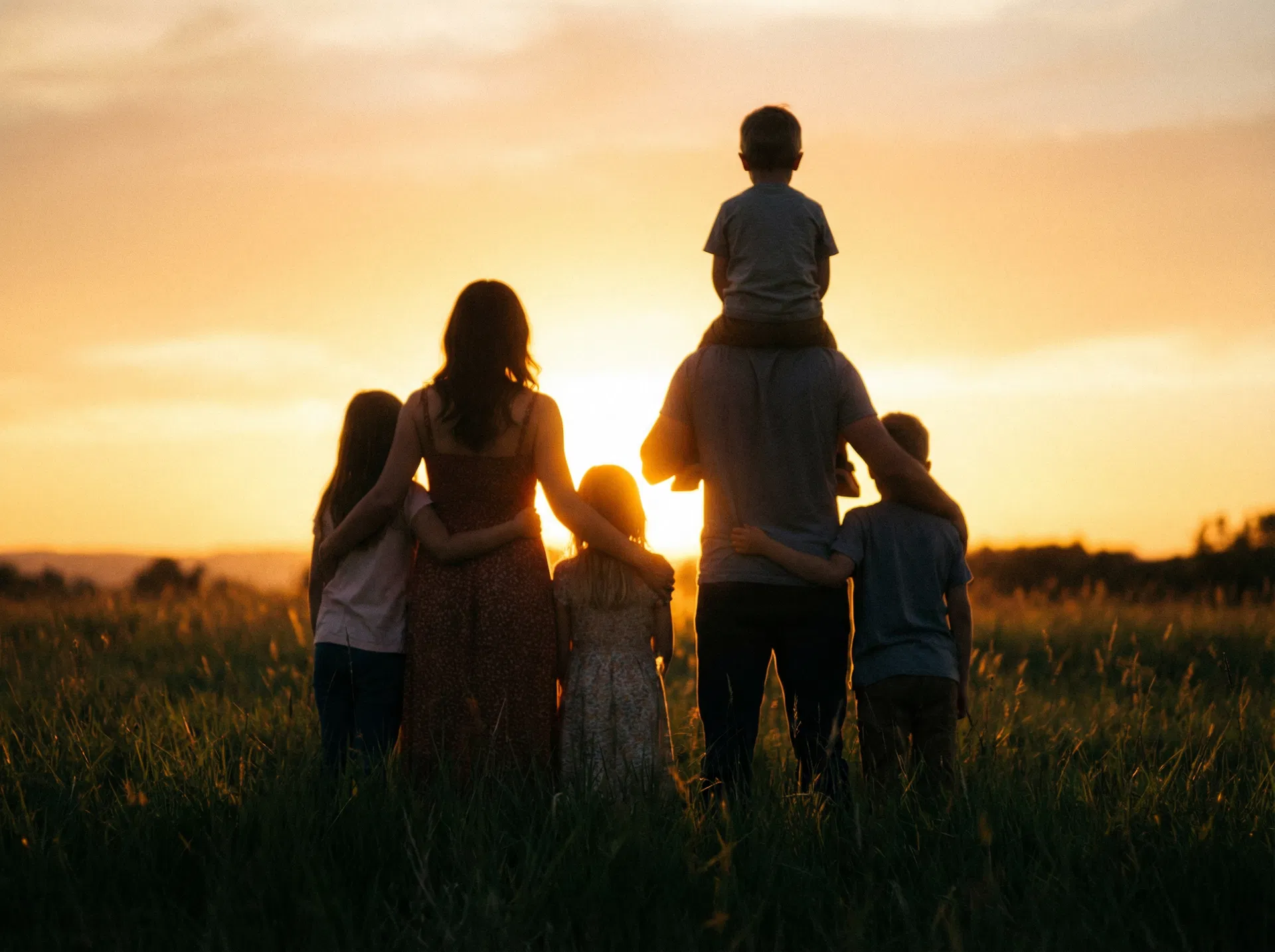 Family protection at sunset