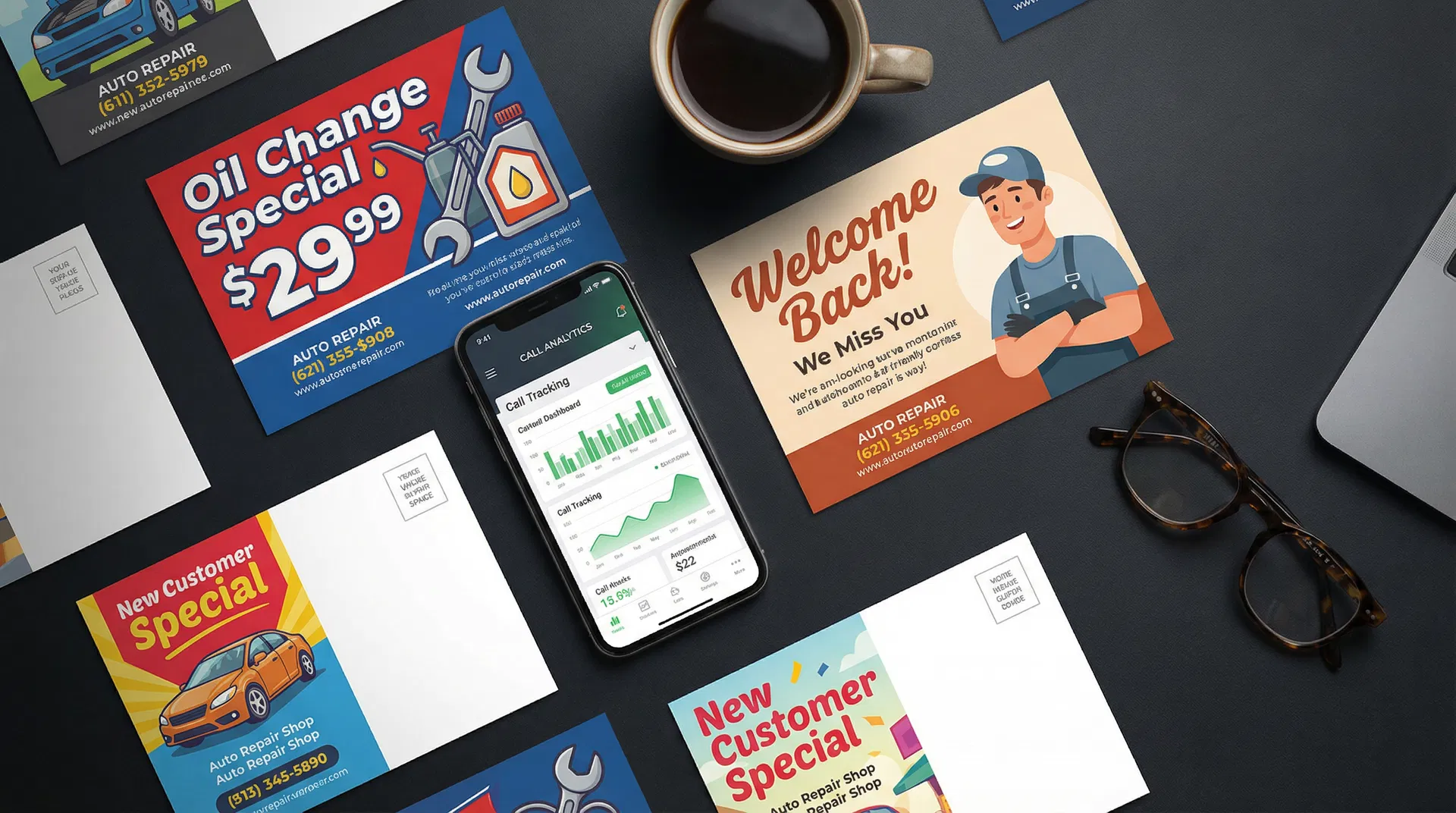 Direct mail postcards with call tracking