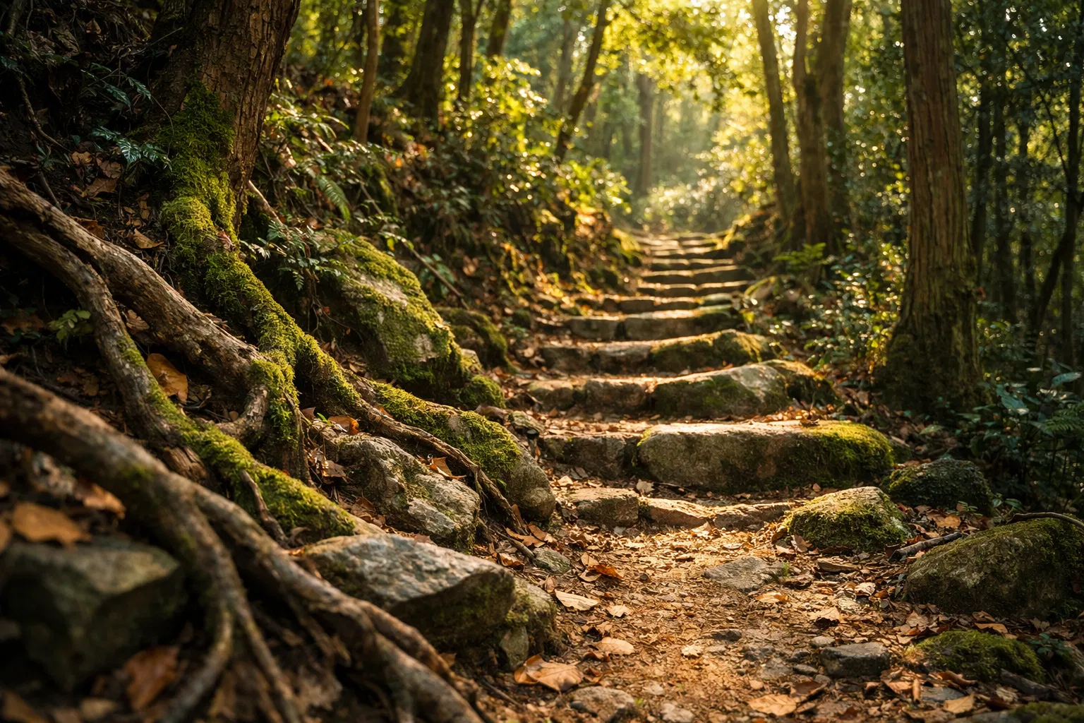 Forest trail on Mount Shiroyama
