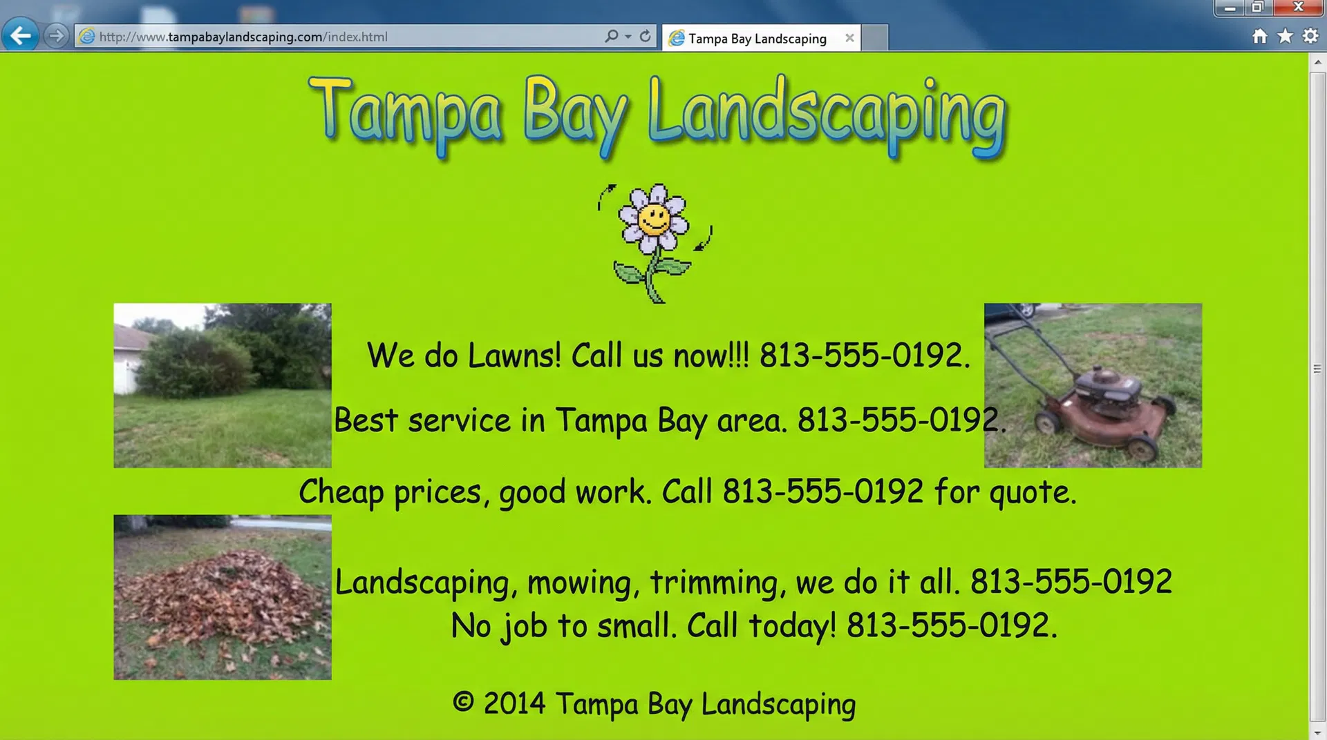 Landscaping website before redesign