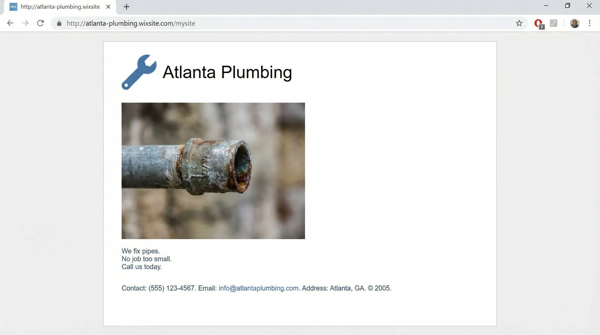 Plumbing website before redesign