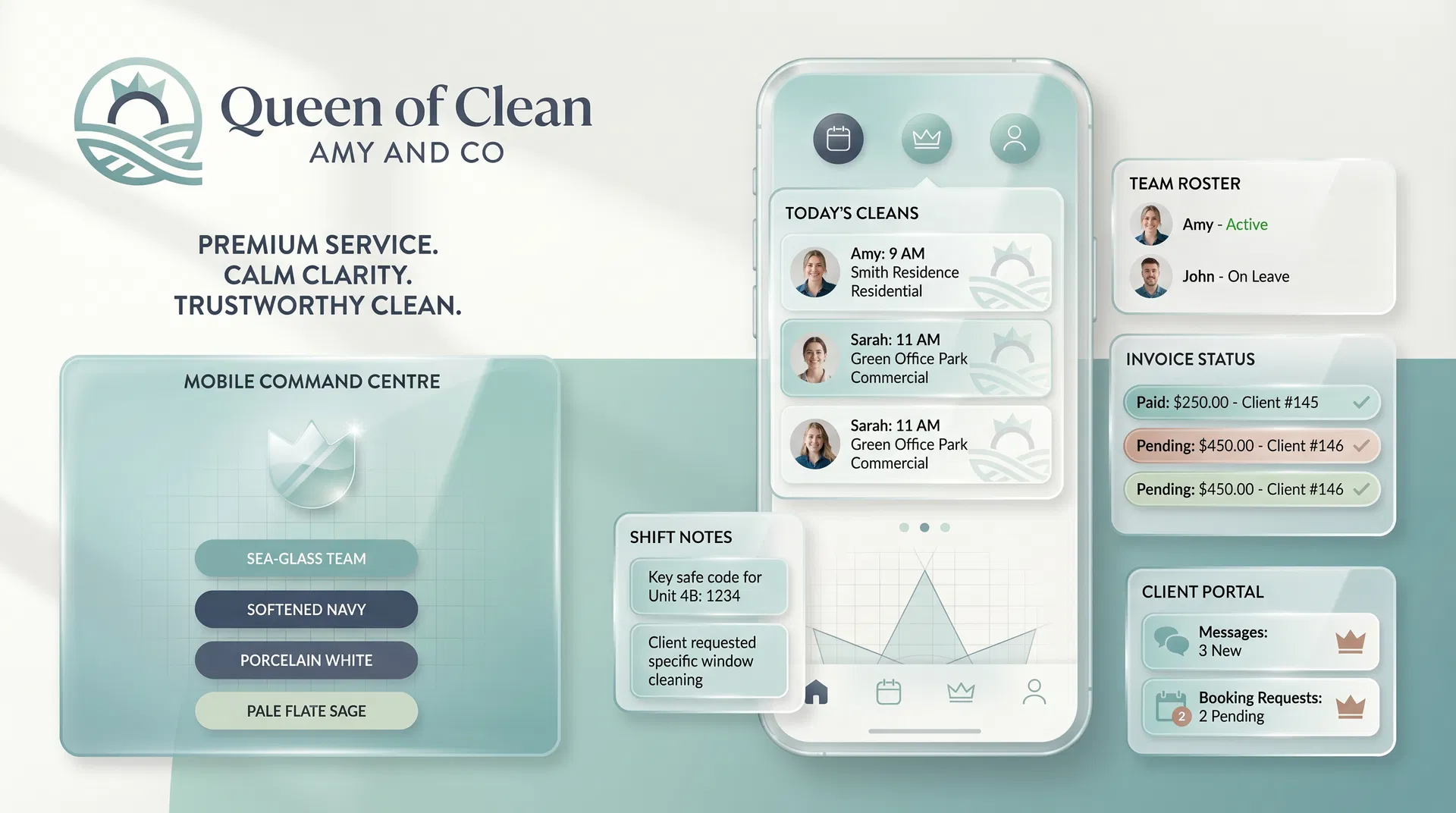 Queen of Clean Amy and Co app overview visual