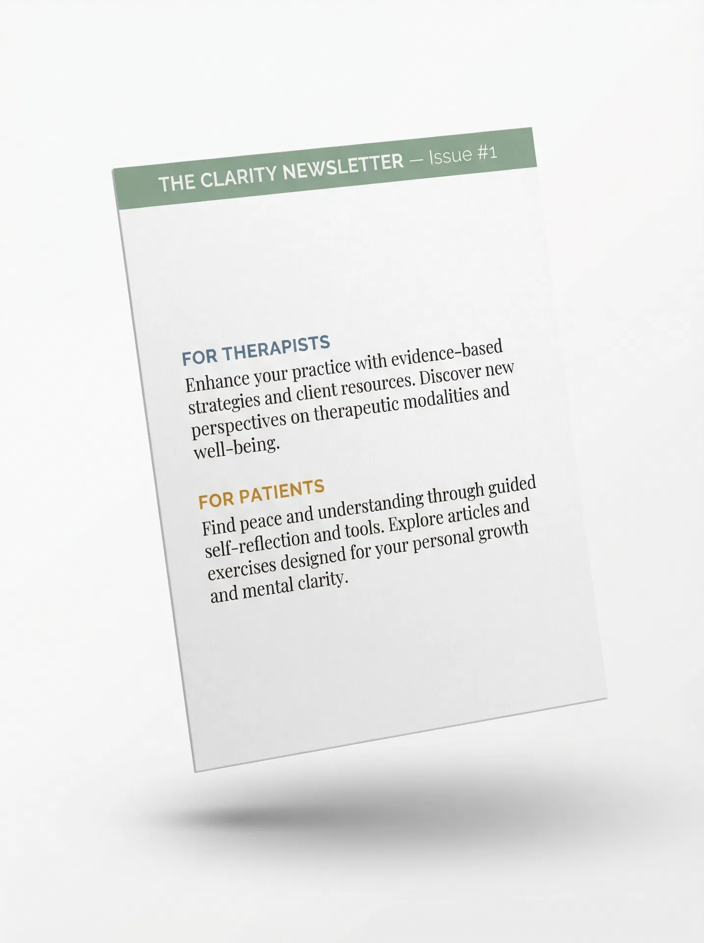 The Clarity Newsletter Issue #1 preview