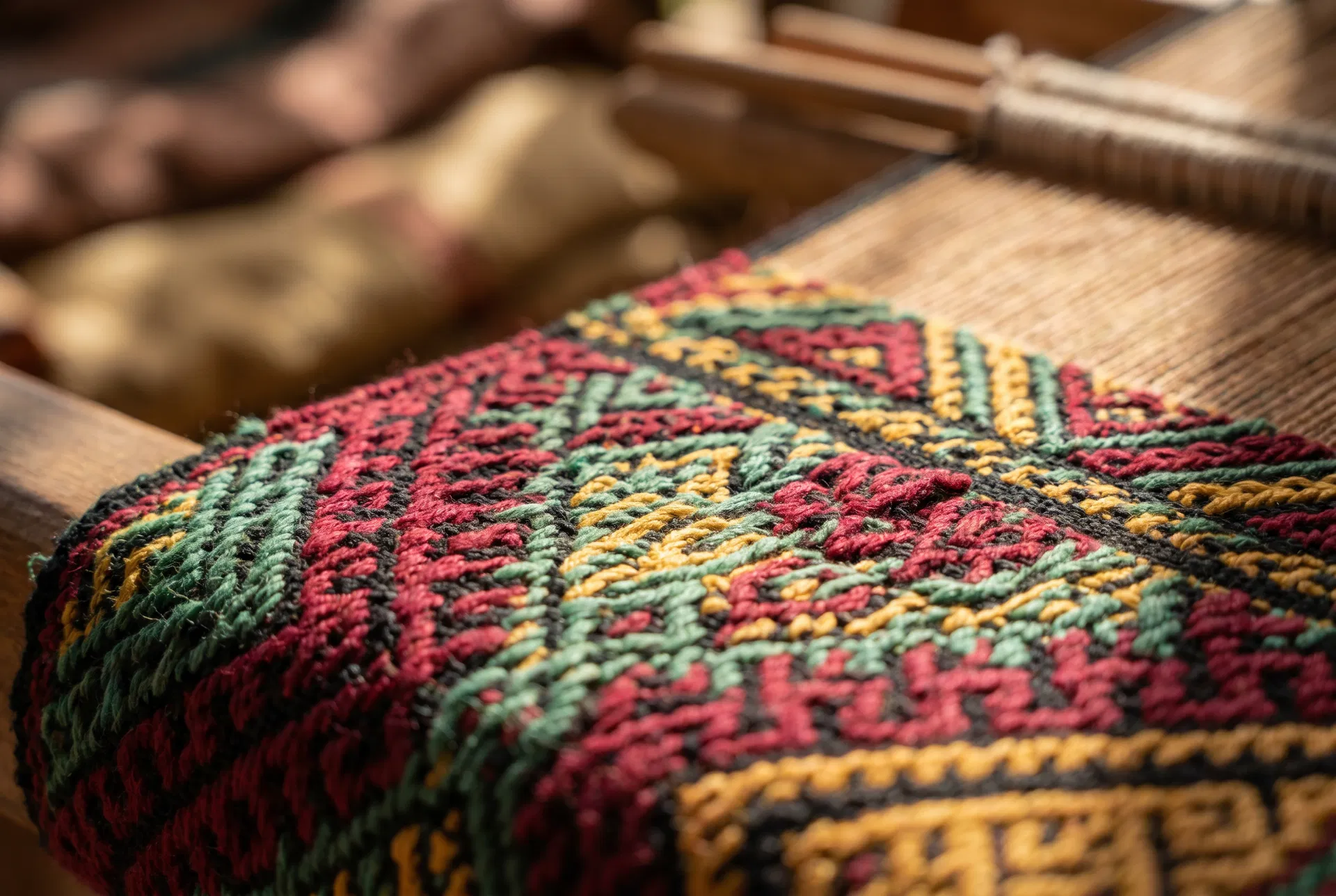 Close-up of handwoven Guatemalan textile