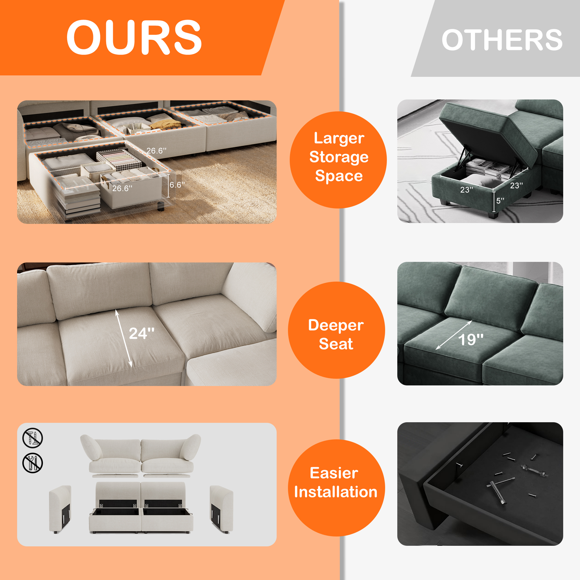 Cloud sectional couch removable washable linen slipcover detail