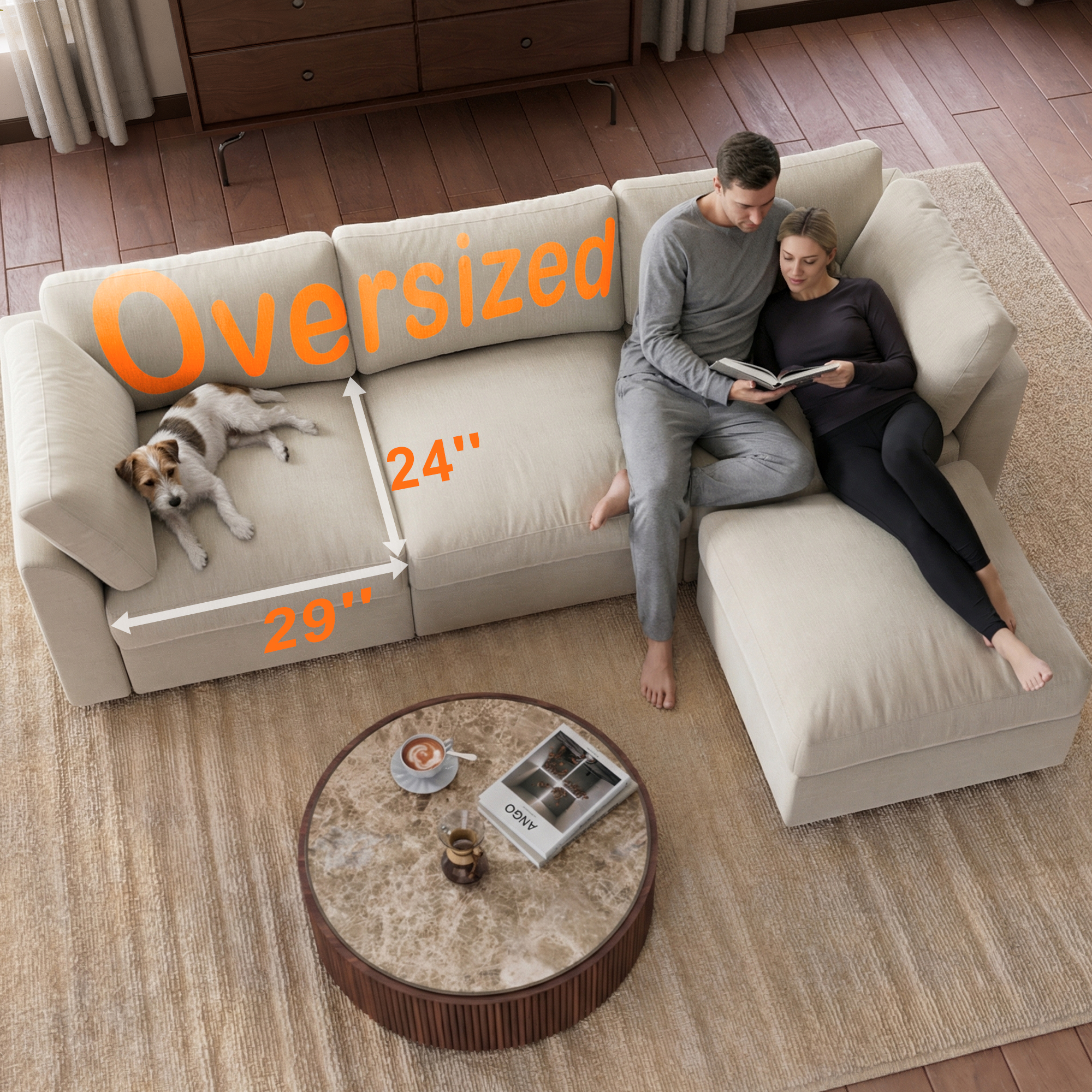 Cloud sectional couch solid wood frame construction detail showing durability