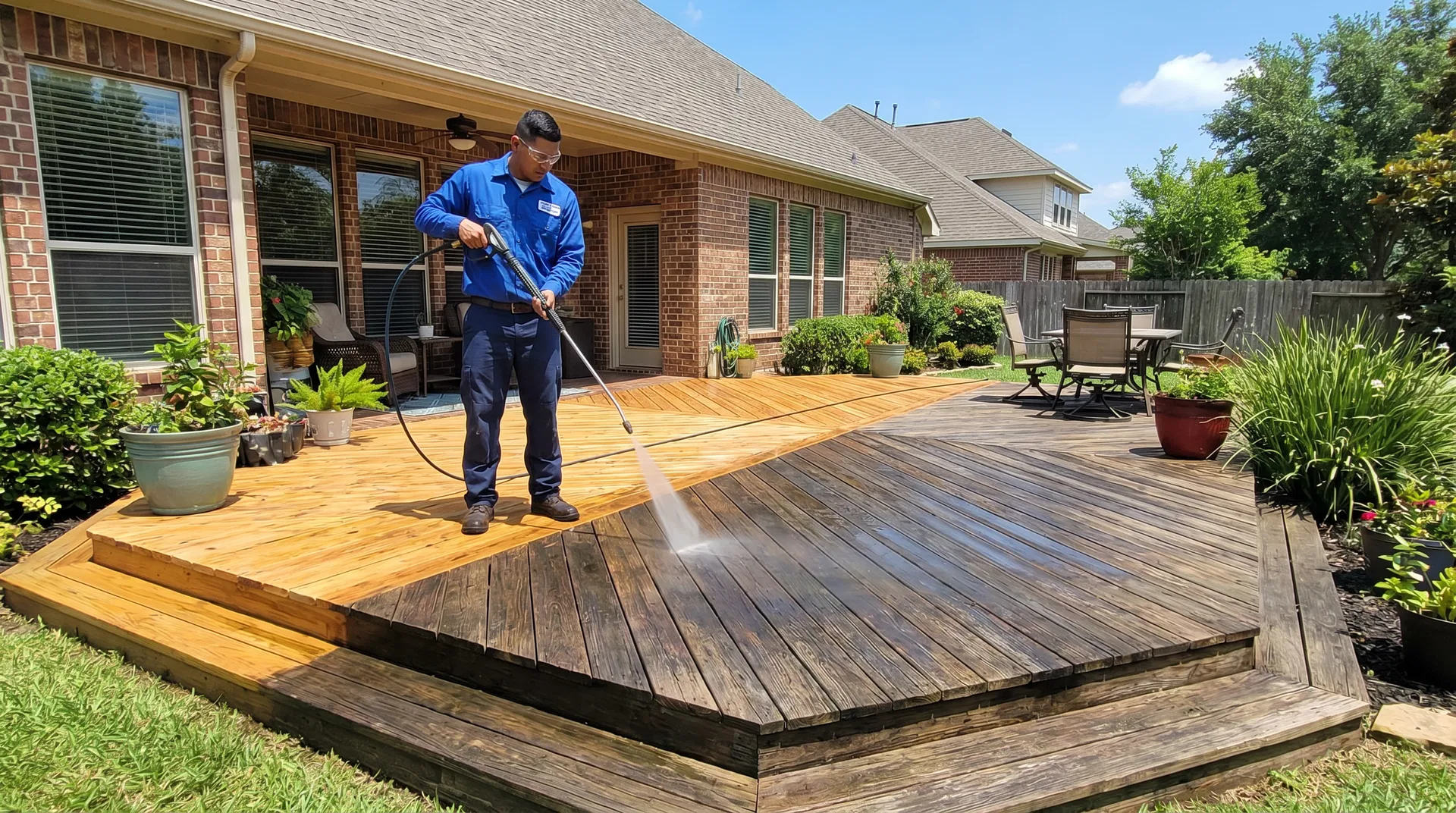 Deck Cleaning service by AquaPro in Sugar Land TX