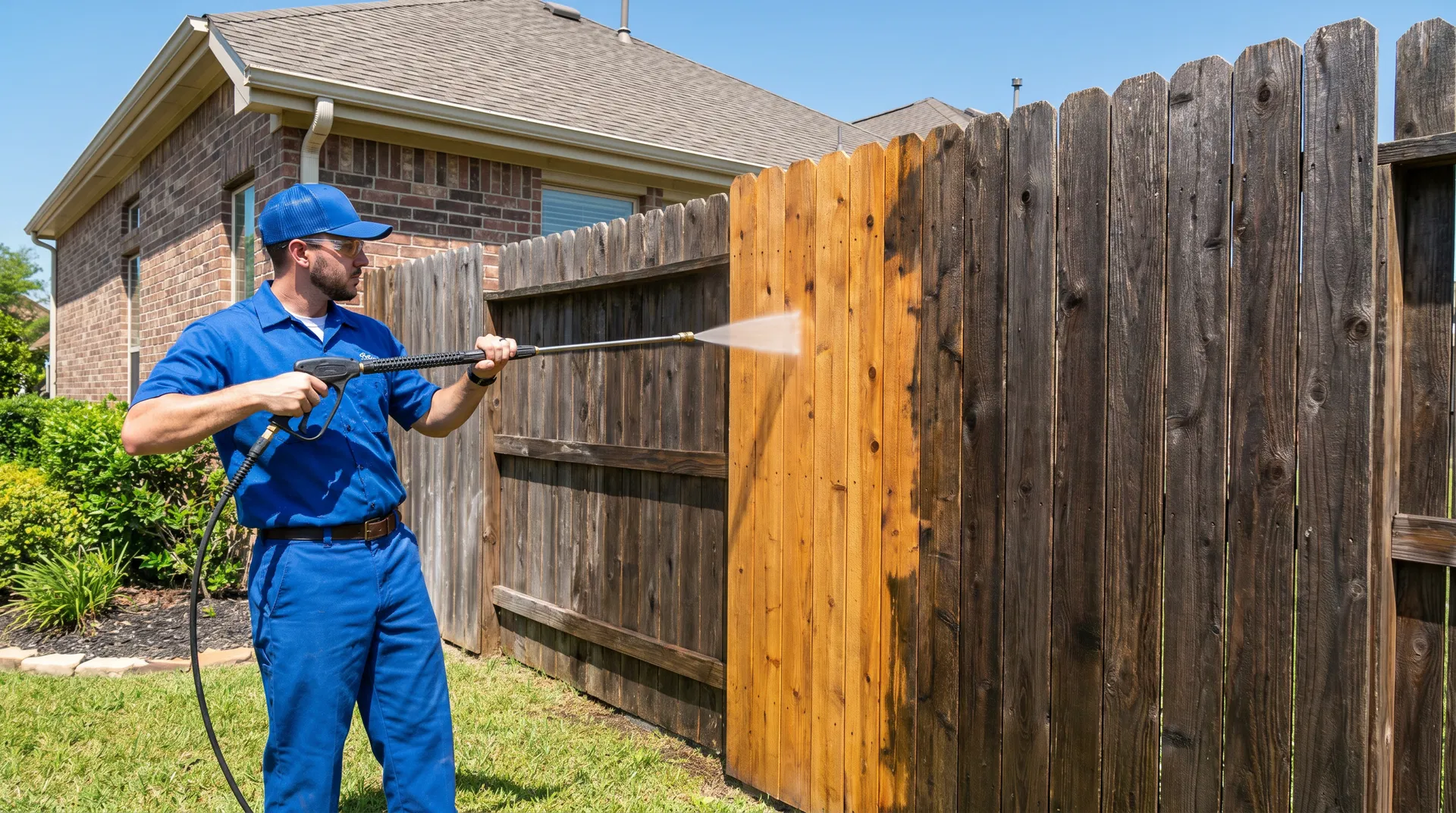 Fence Cleaning service by AquaPro in Sugar Land TX