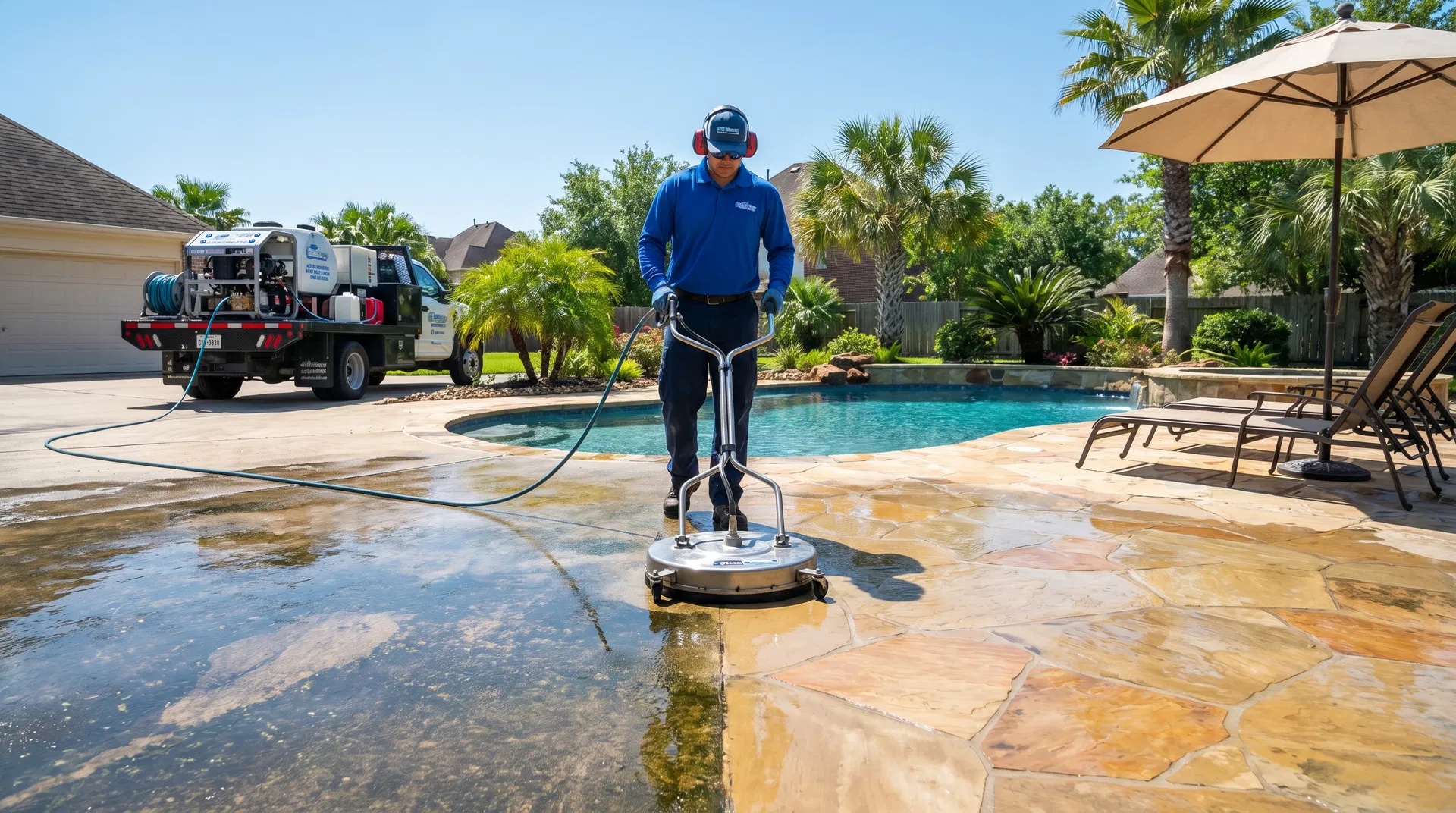 Pool Deck Cleaning service by AquaPro in Sugar Land TX