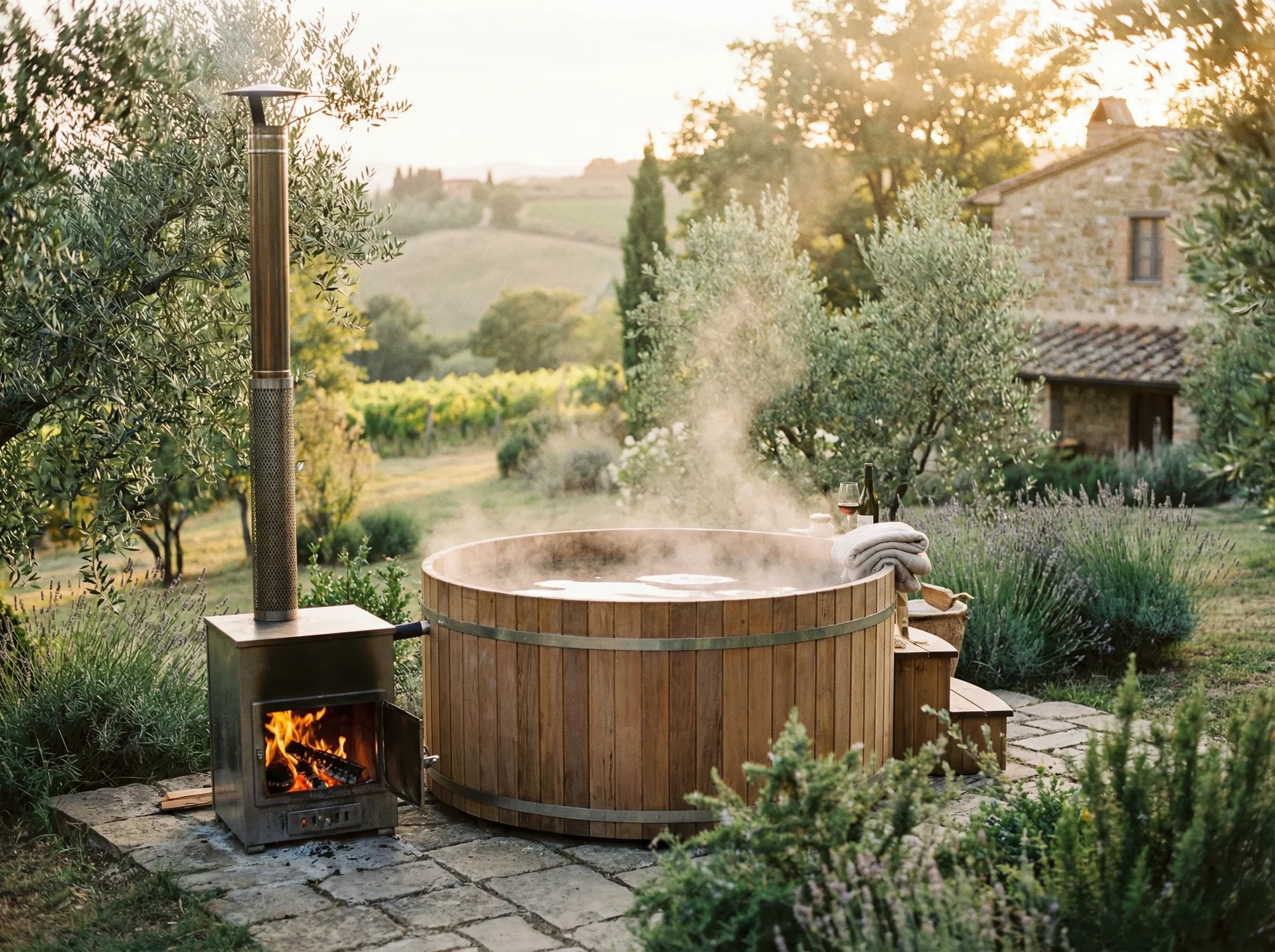 Wood-fired hot tub