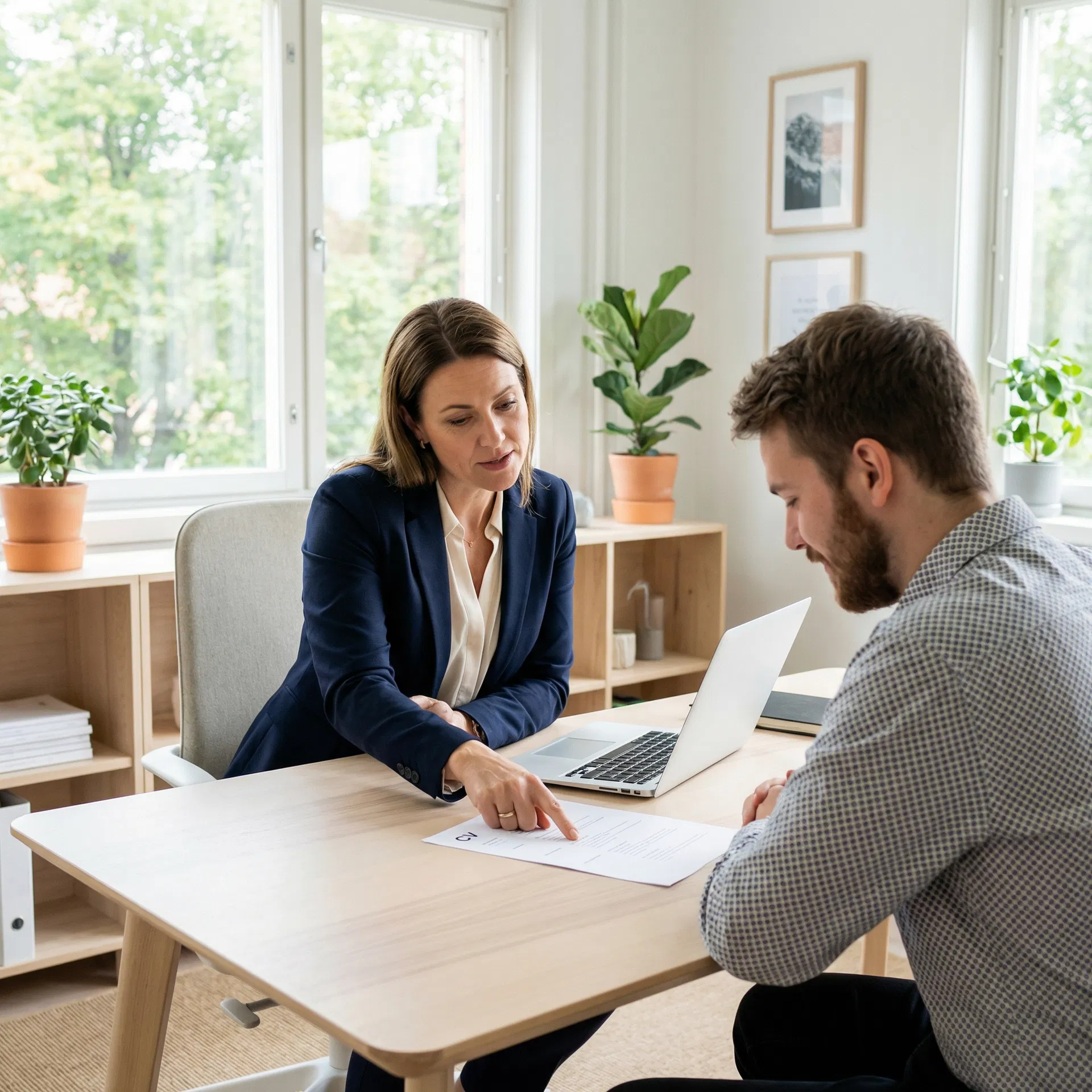 Karrierecoach hjælper kursist med CV og jobsøgning