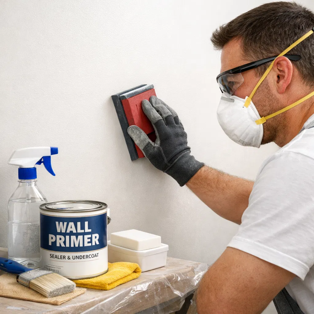 Wall surface preparation for wallpaper installation in Houston