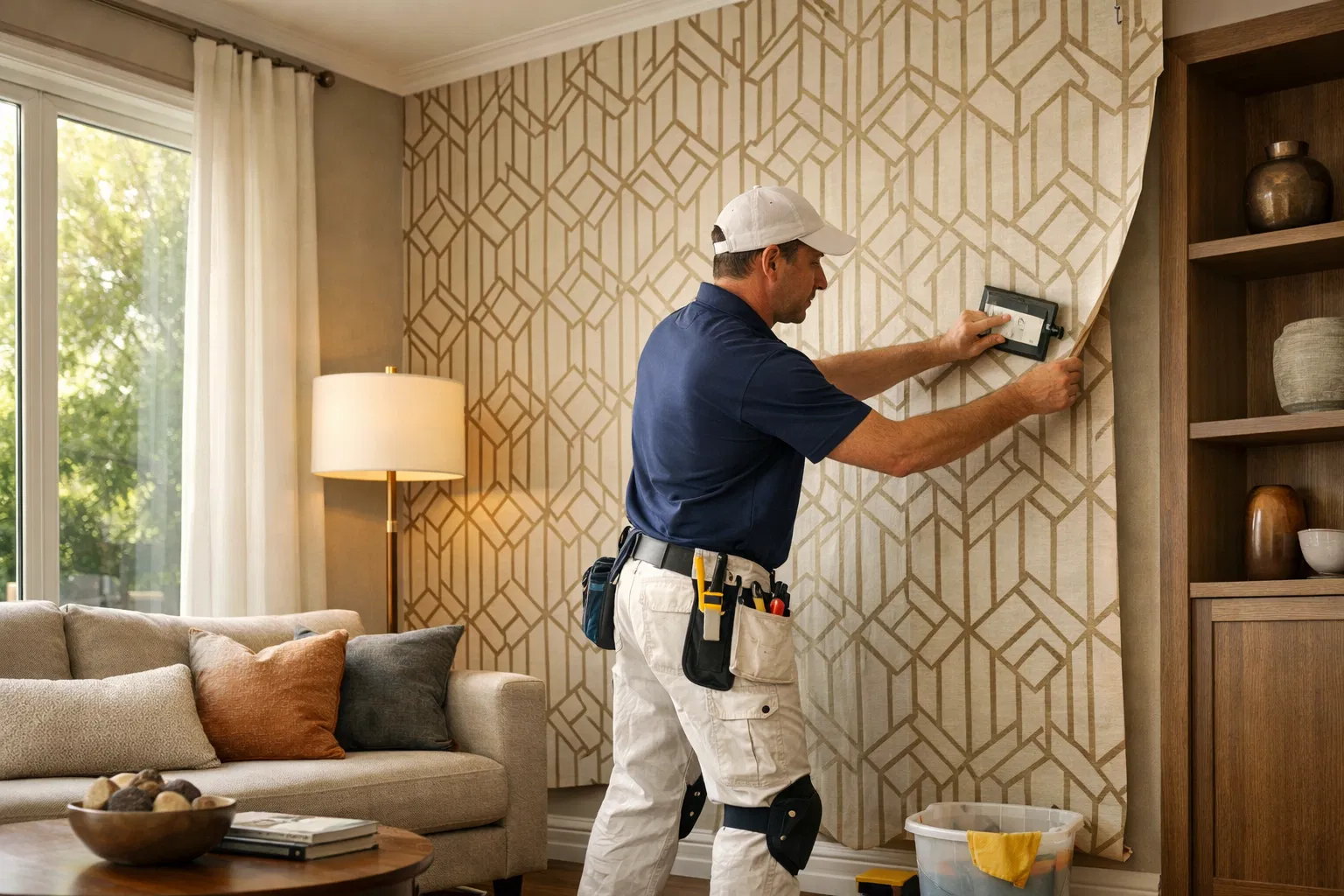 Custom wallpaper installation services in Houston by Lexicon Systems, LLC