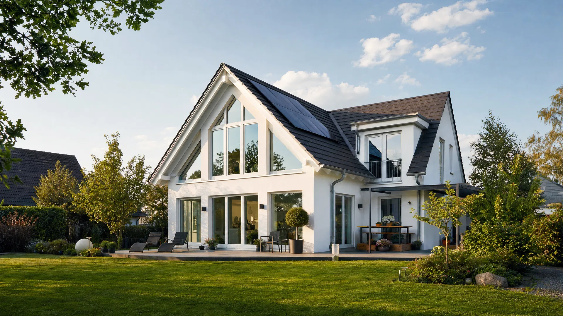 Modernes Haus mit neuen Fenstern