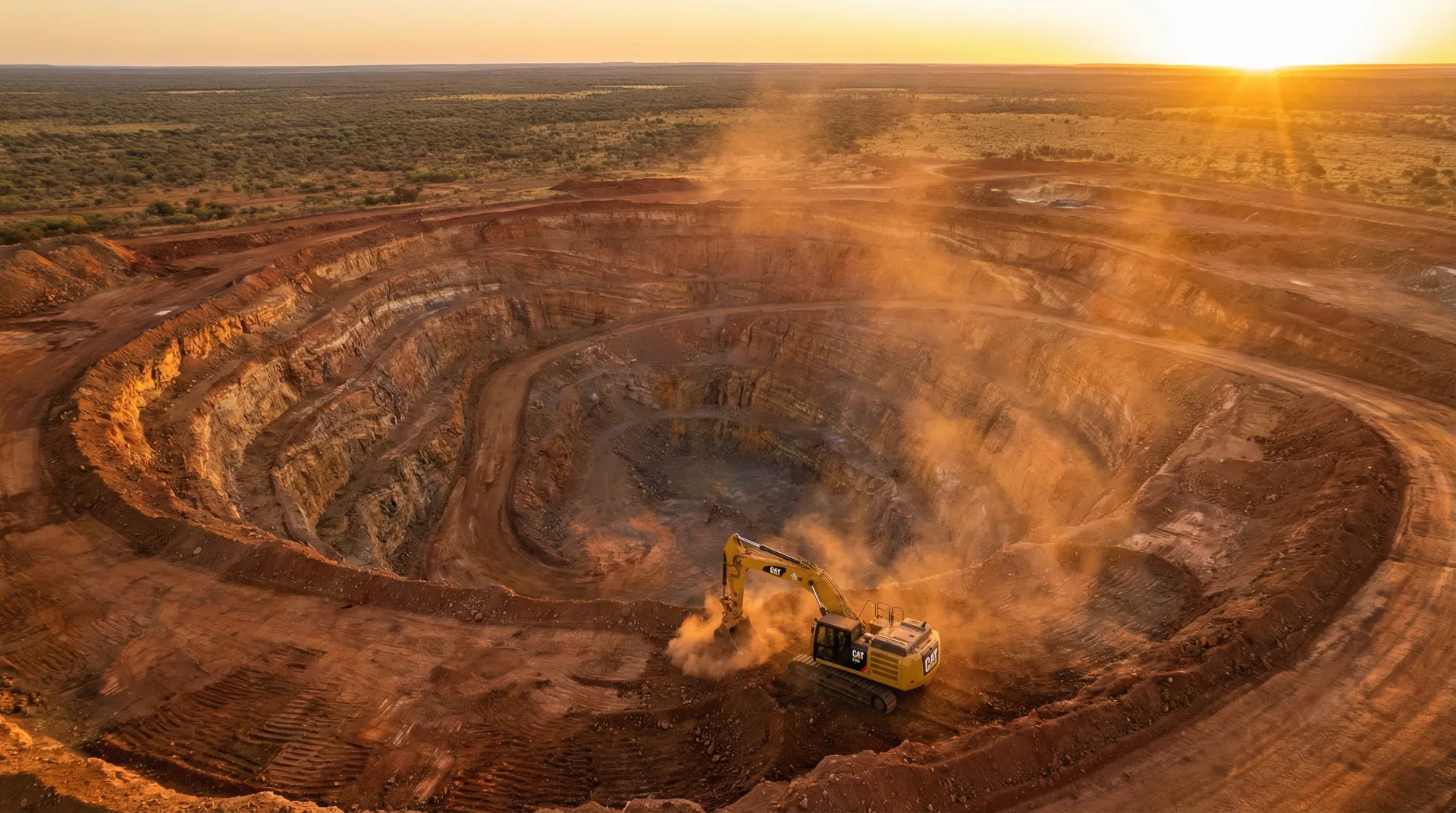 Open pit mine at golden hour, Goldfields WA