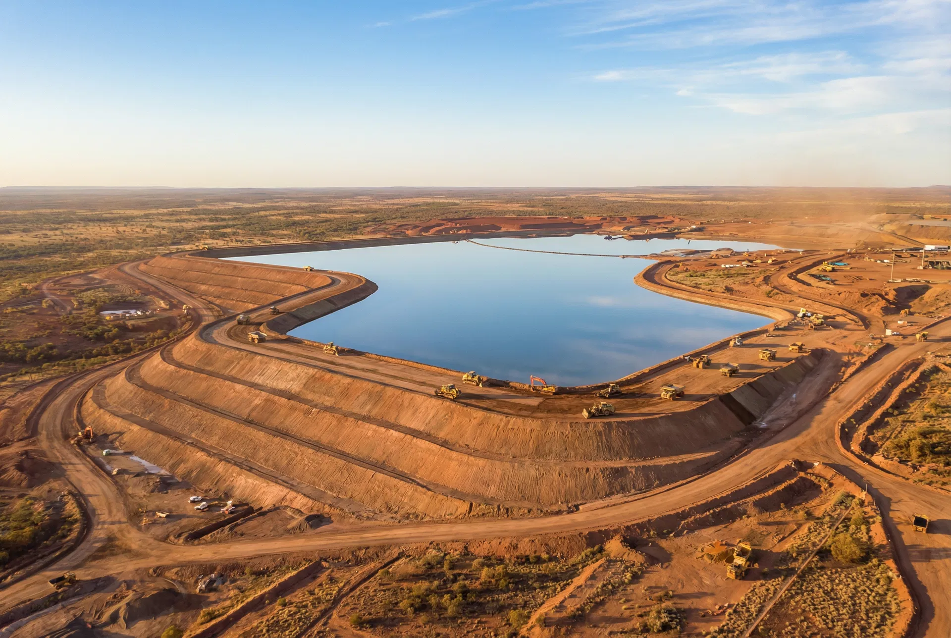 Aerial view of tailings dam construction