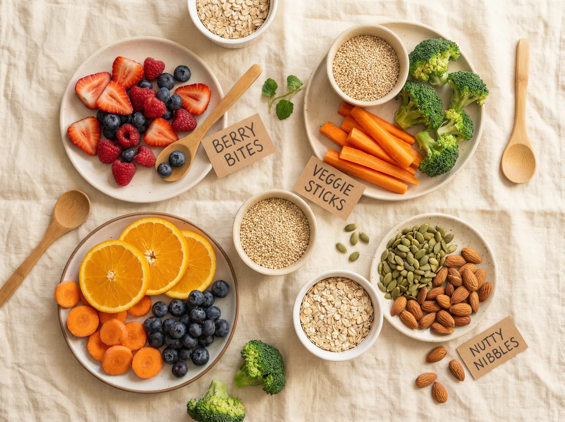 Colorful organic whole foods for children