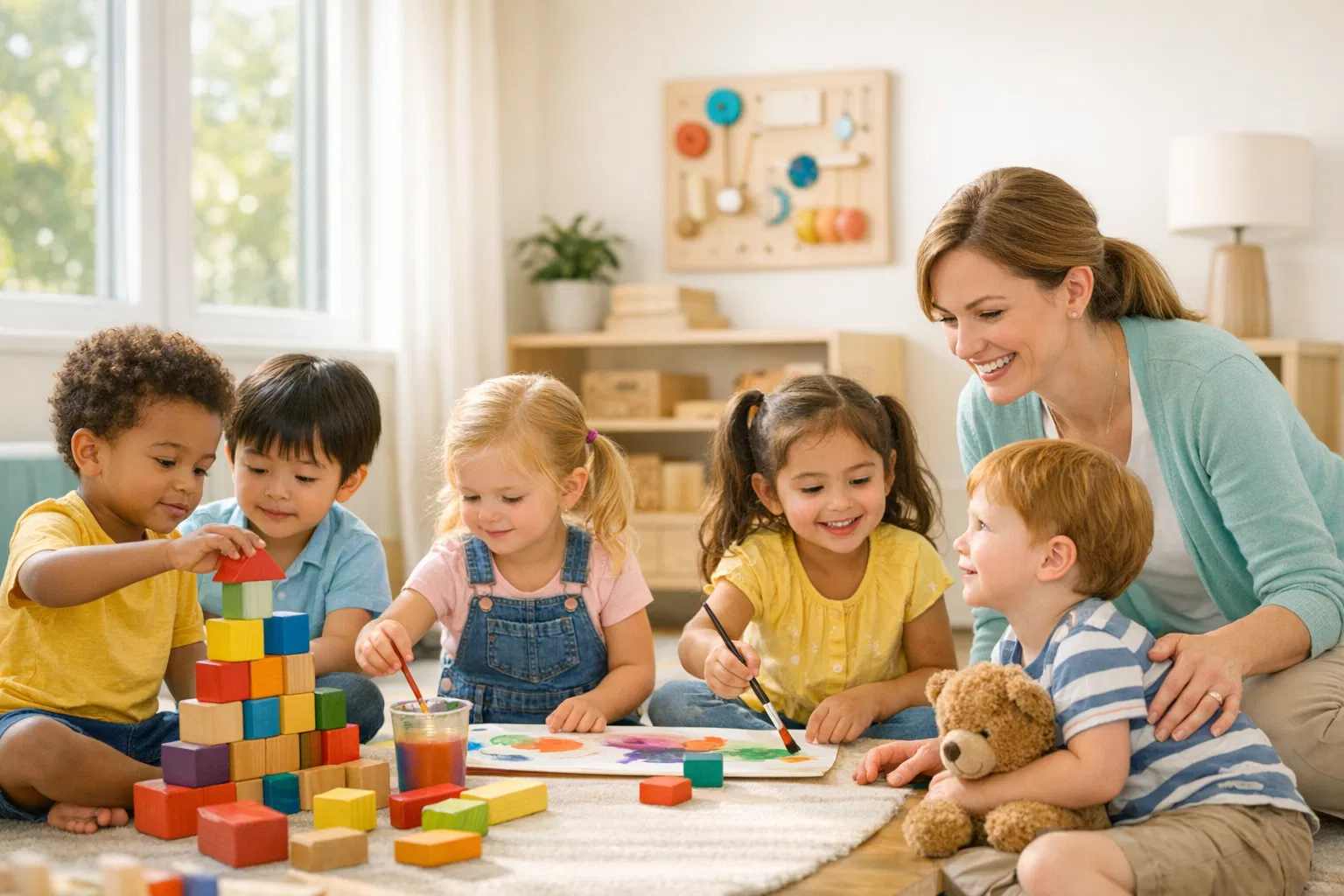 Children engaged in play-based therapy activities