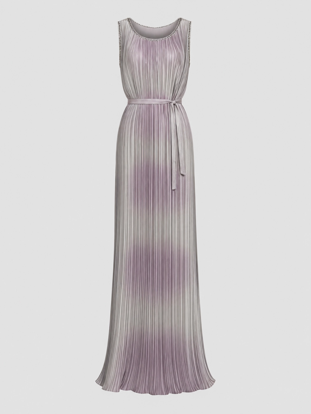 AI-generated styling inspiration for Mushroom pleat ombré charmeuse, gray/violet - $95/yd