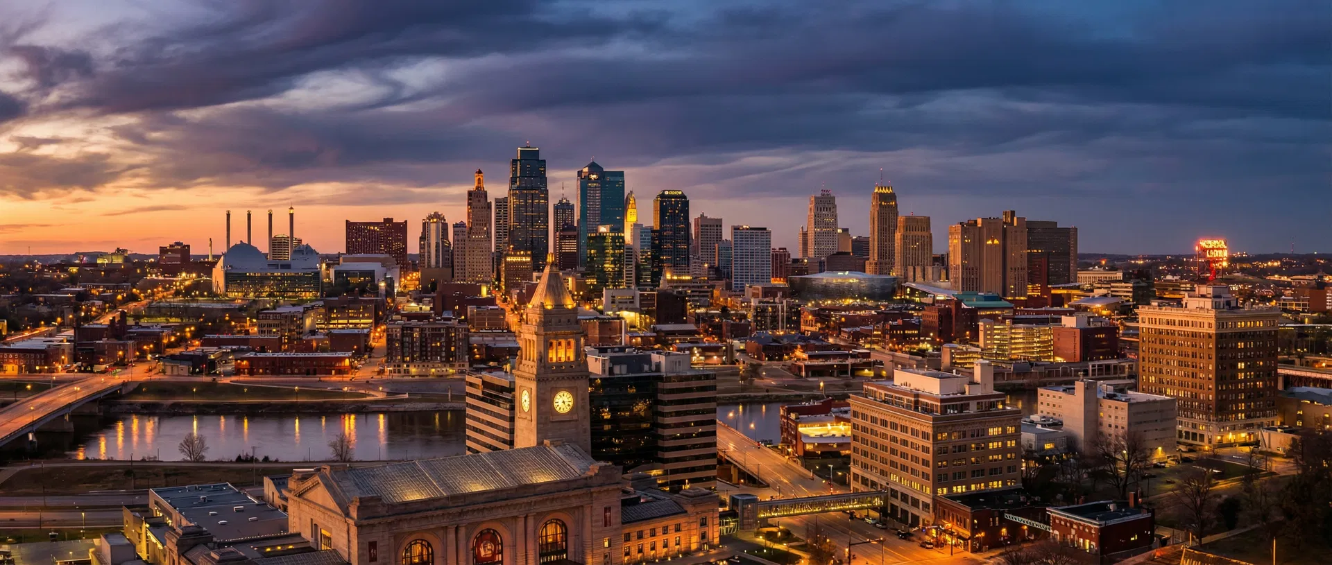 Kansas City skyline at dusk