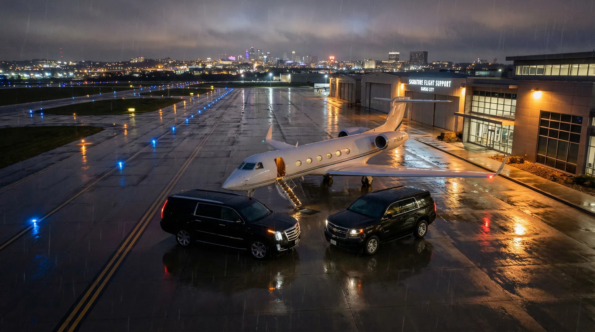 KC Elite vehicles at private aviation terminal
