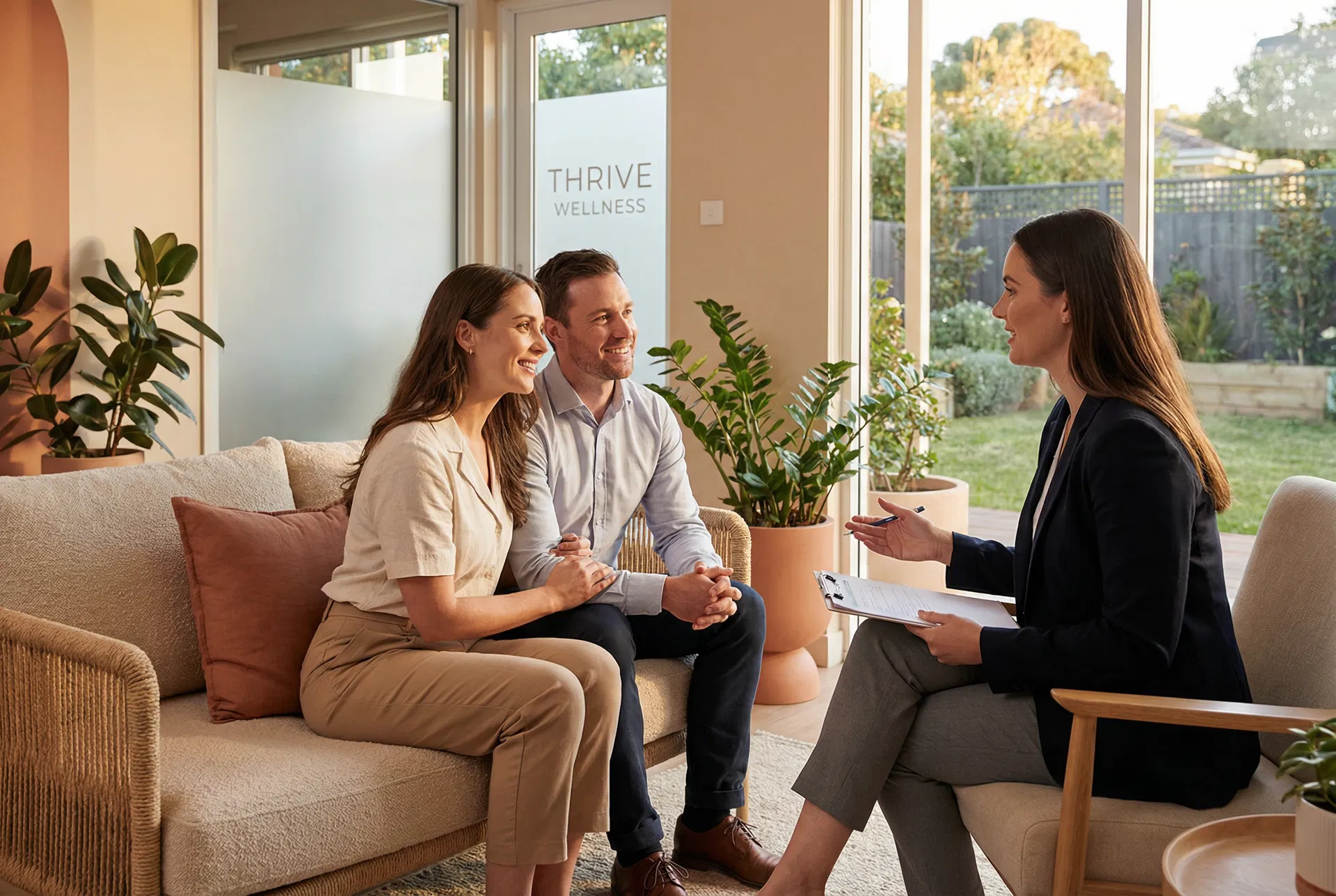 Couple consulting with fertility practitioner