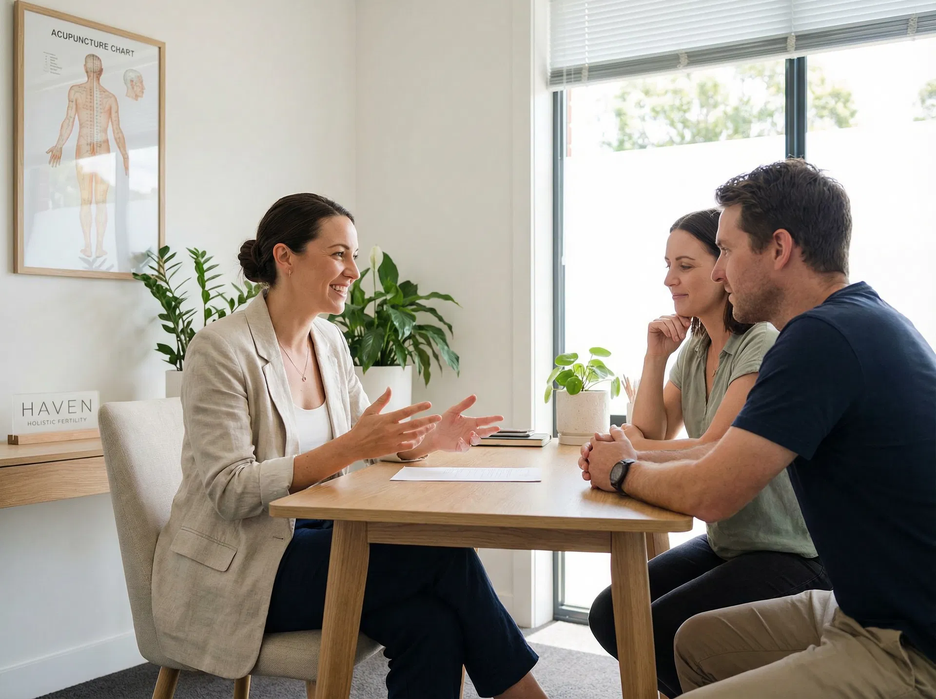 Couple consulting with fertility practitioner
