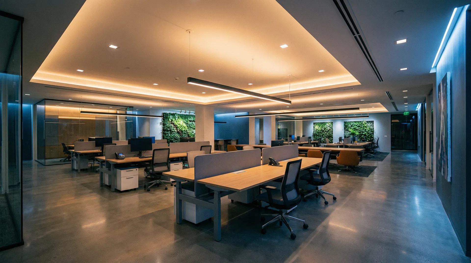 Modern commercial interior lighting design