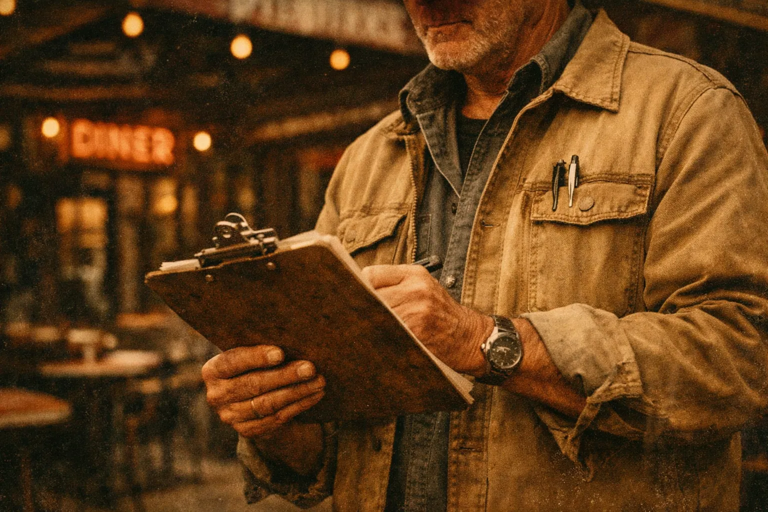 Operations consultant reviewing field notes