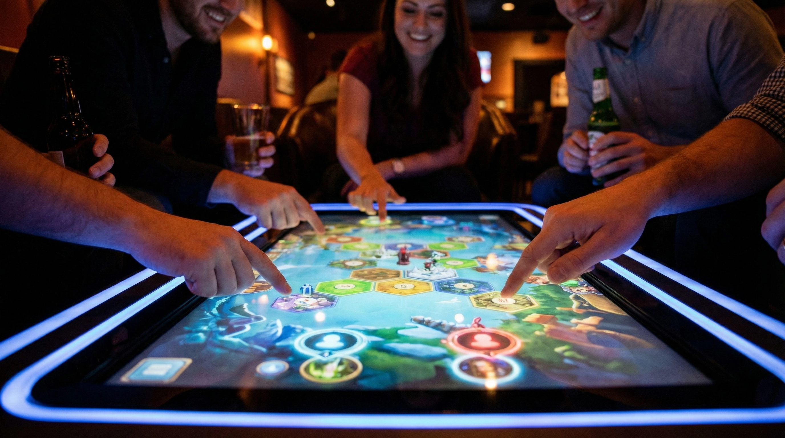 Gosti igraju multiplayer igre na FUNTABLE touch screen stolu