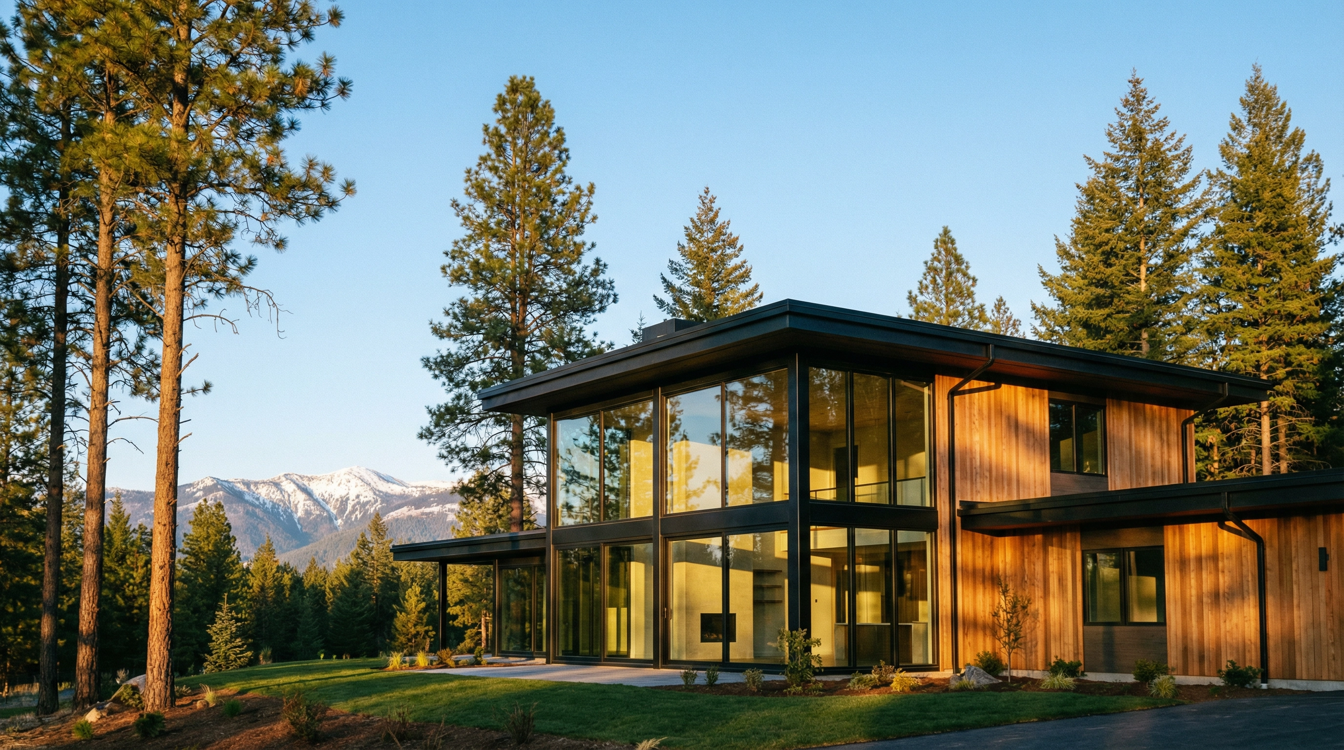 North Idaho luxury modern home exterior