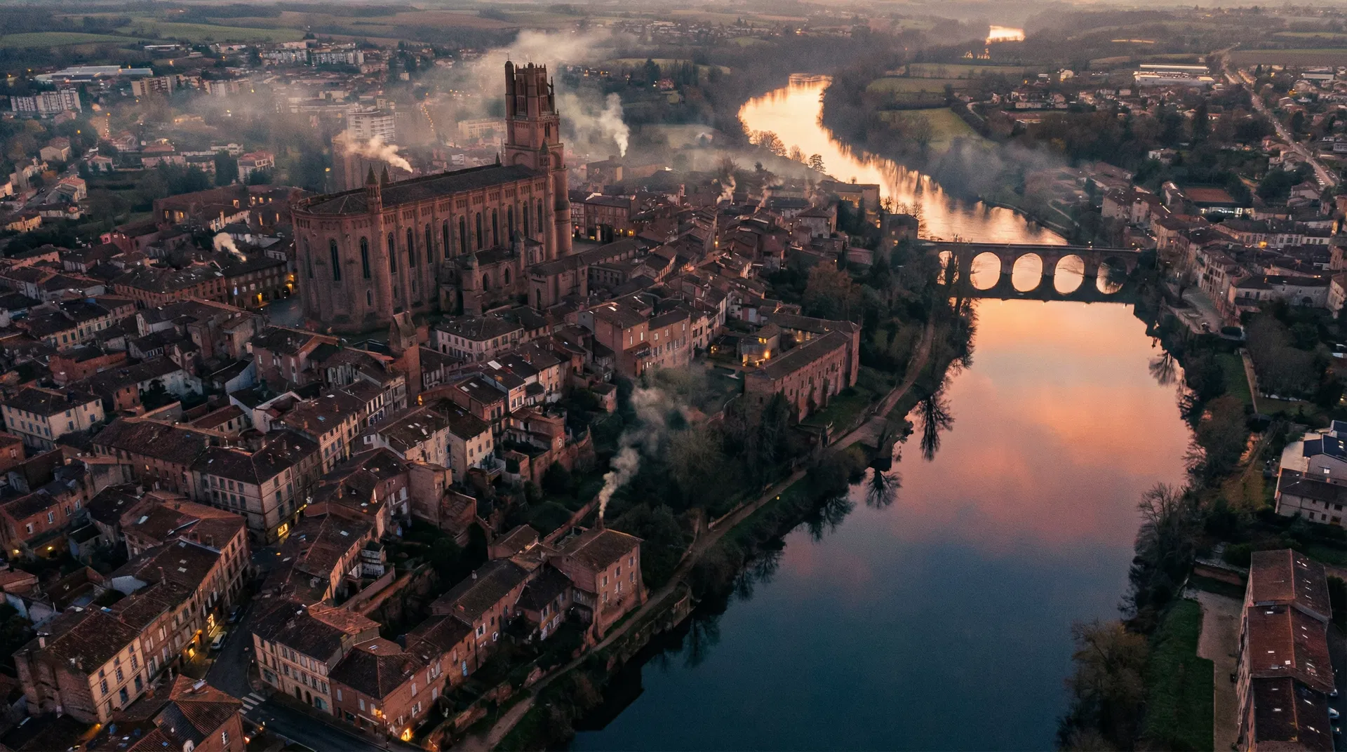 Albi, France at dusk