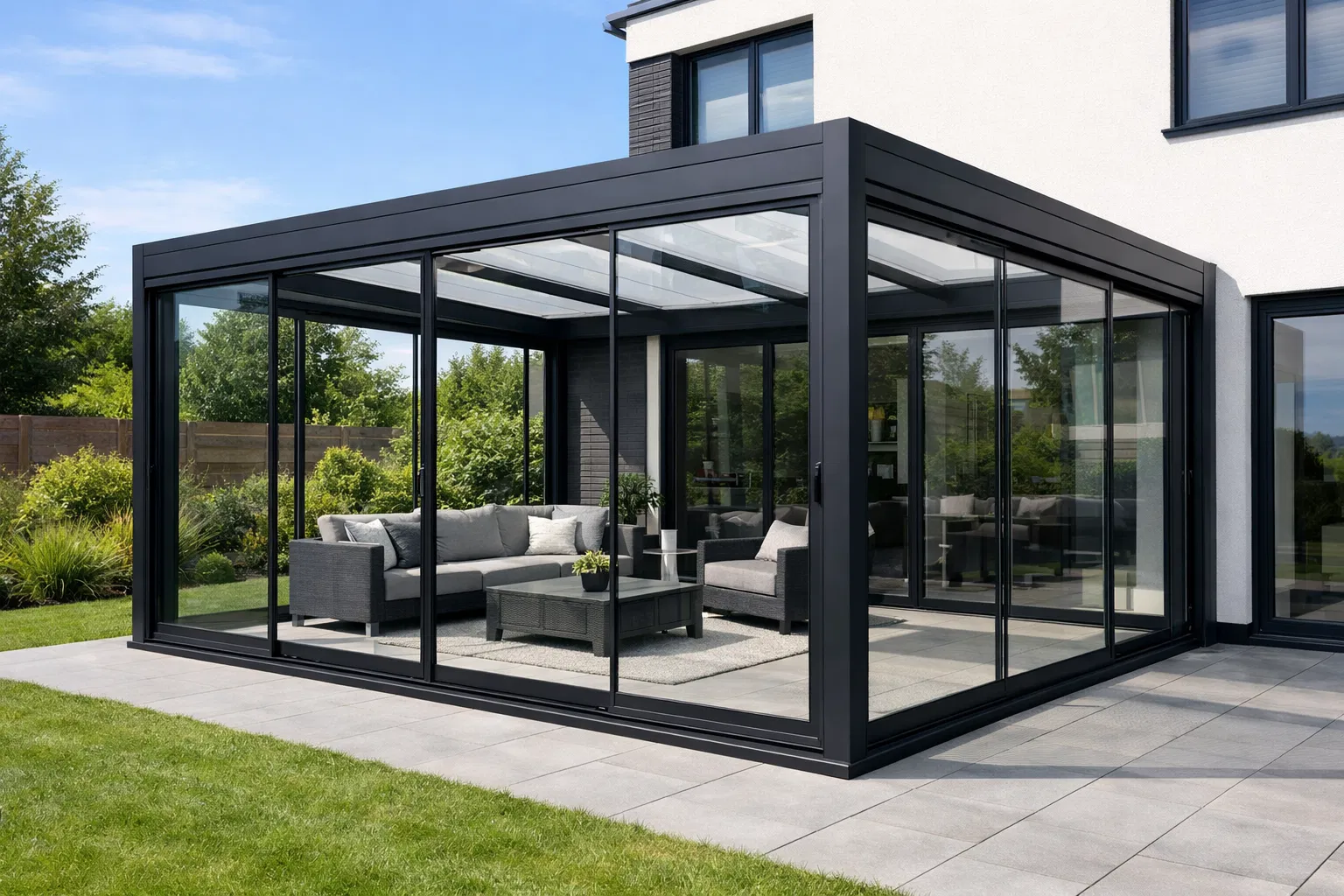 Afgesloten Overkapping - Overkapping Systems aluminium constructie op maat België