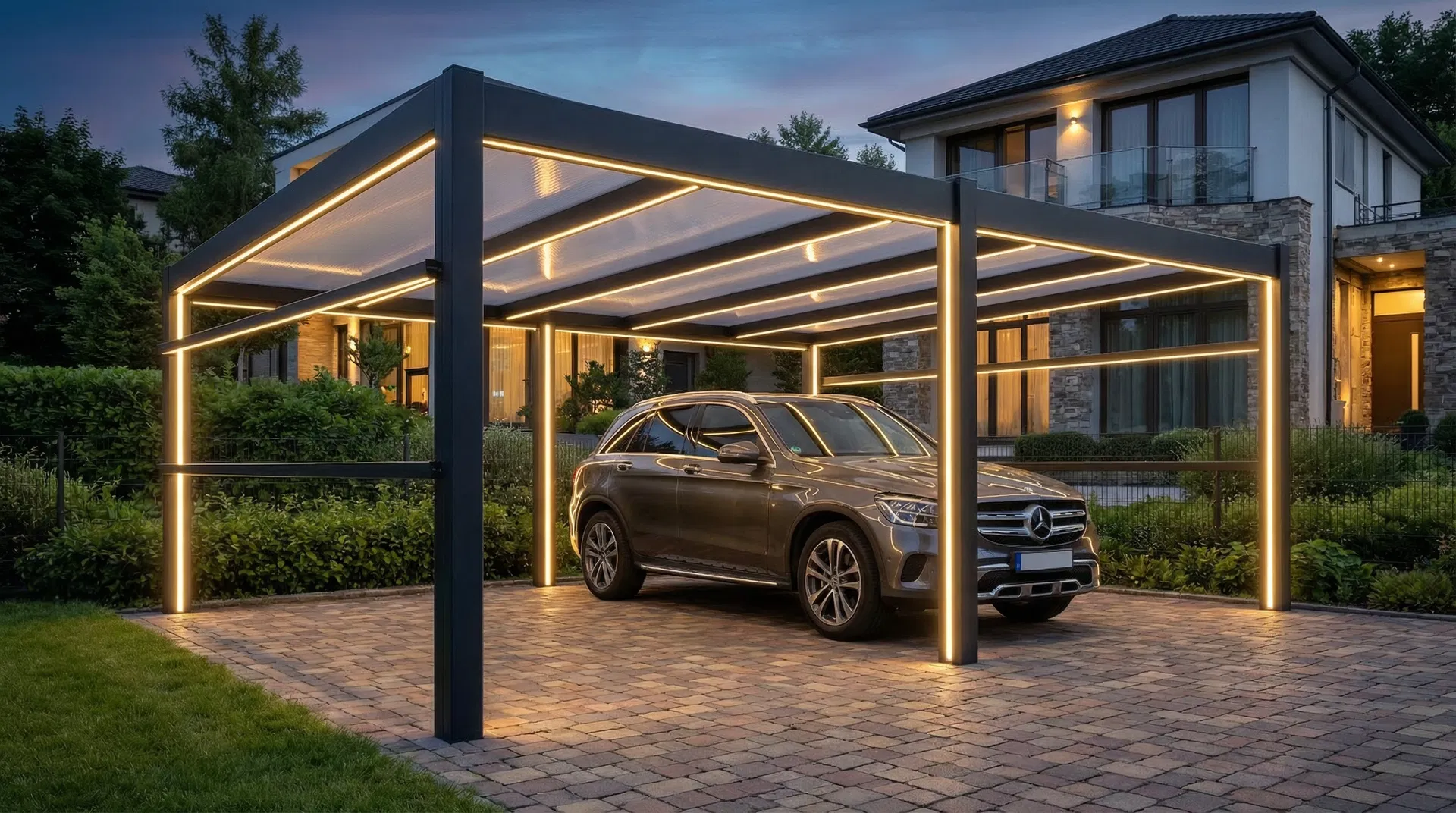 Aluminium overkapping en carport op maat - Overkapping Systems België foto 2