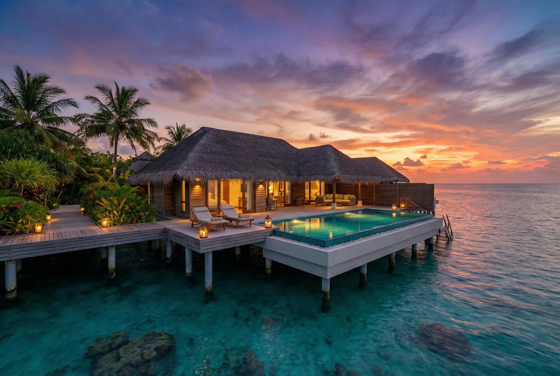 Luxury overwater villa in the Maldives