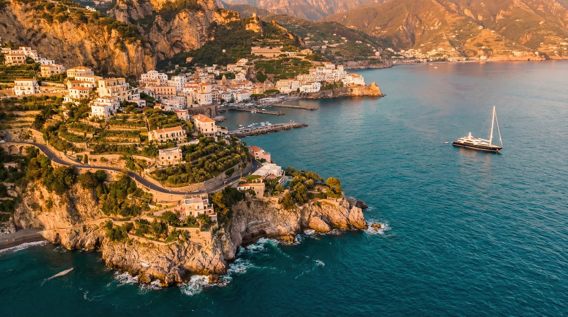 Amalfi Coast at golden hour
